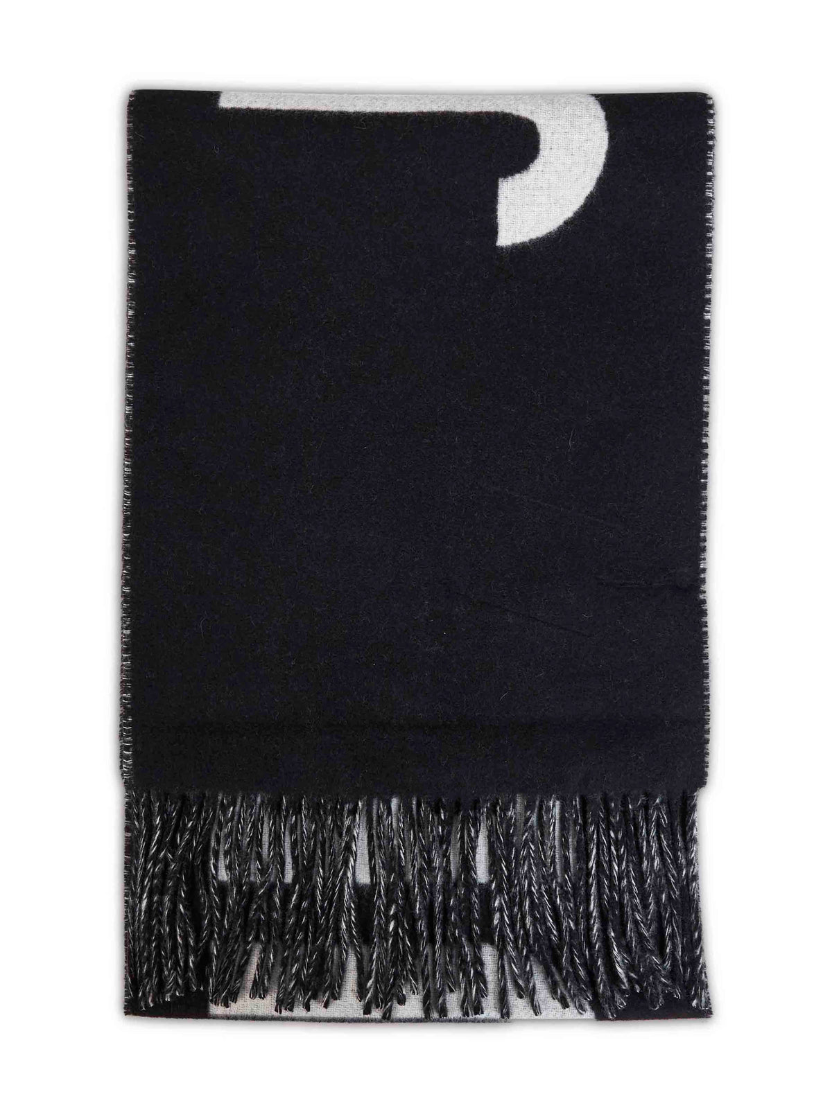 Jacquemus Women Black Wool The Jacquemus Fringe Logo Scarf JACQUEMUS