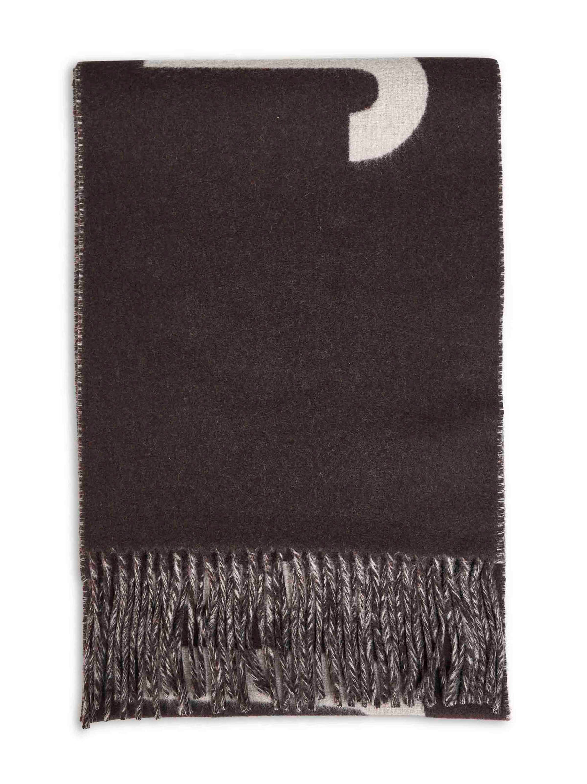 Jacquemus Men Brown Wool The Jacquemus Fringe Logo Scarf JACQUEMUS