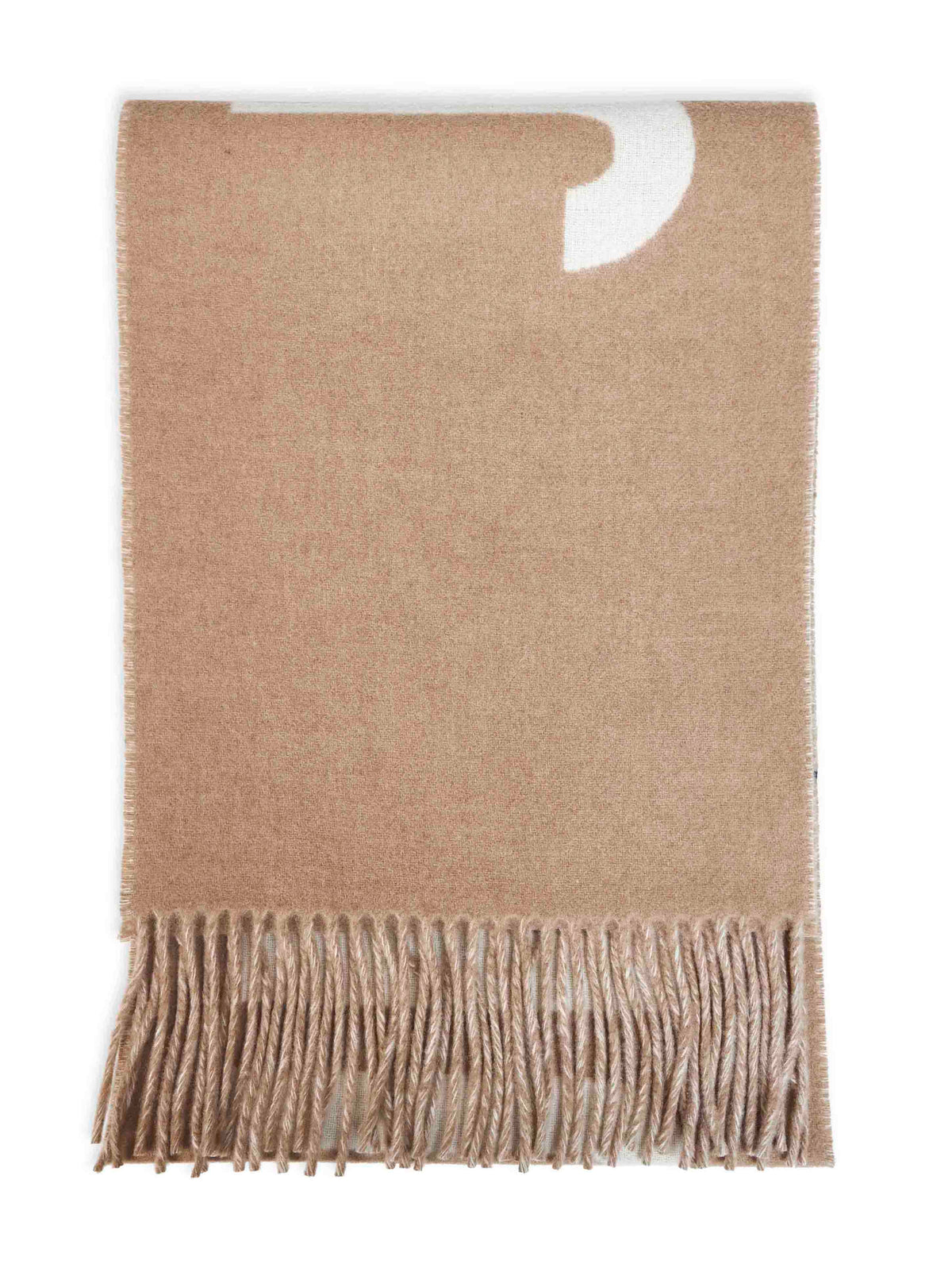 Jacquemus Men Taupe Wool The Jacquemus Fringe Logo Scarf JACQUEMUS