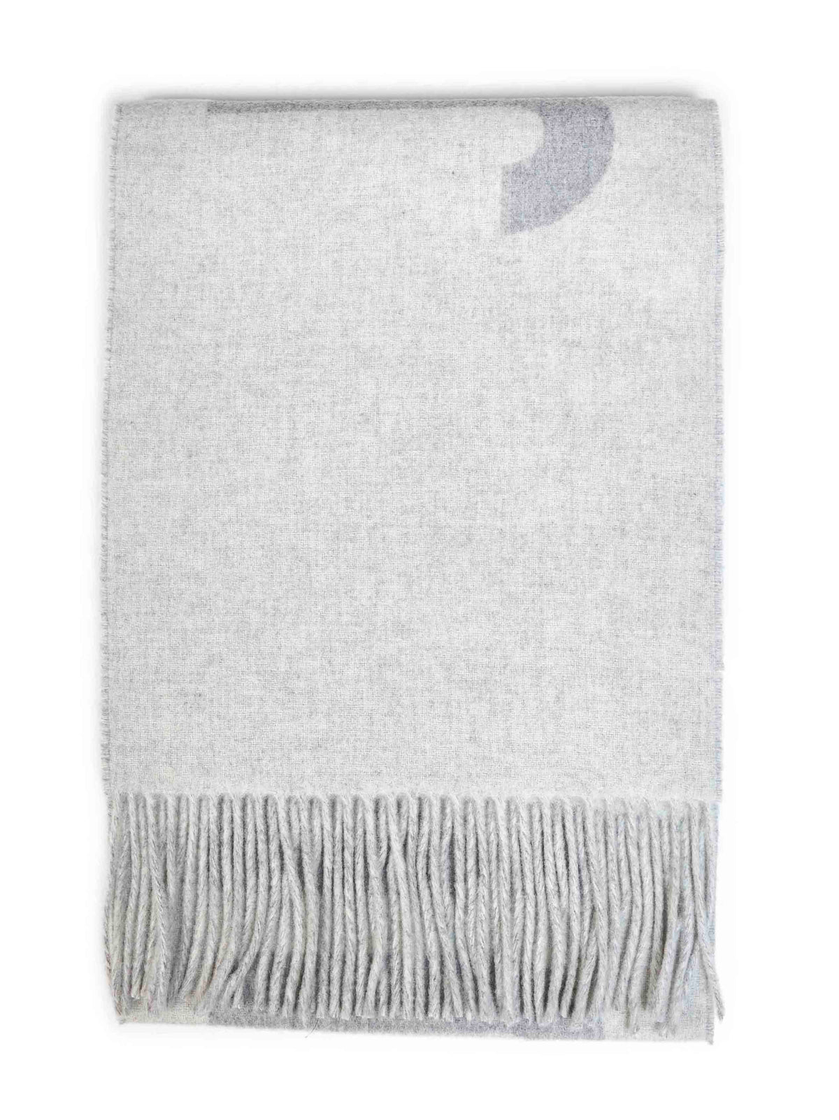 Jacquemus Men Grey Wool The Jacquemus Fringe Logo Scarf JACQUEMUS