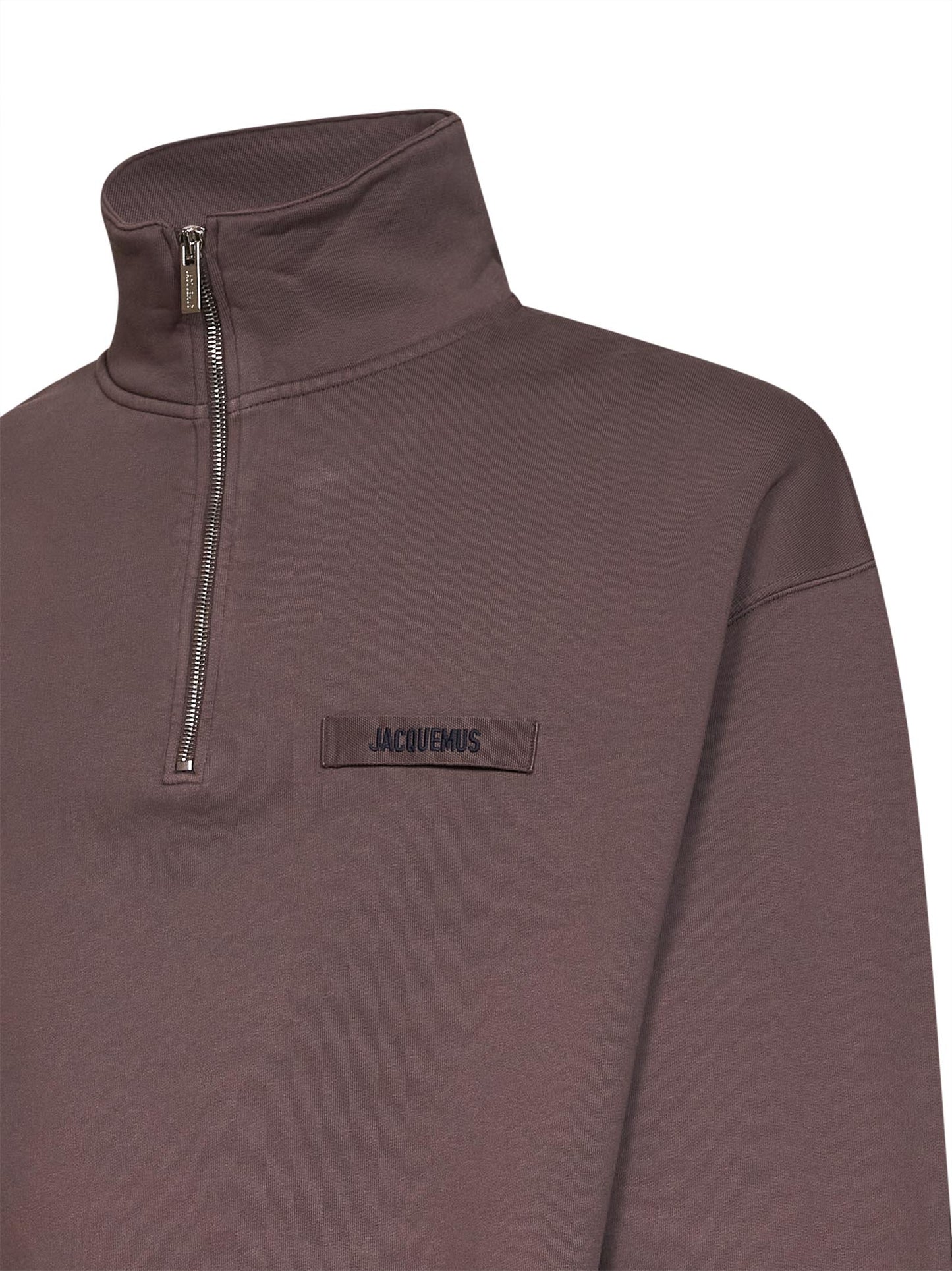 Jacquemus Men Brown The Gros Grain Zipped-Rollneck Sweatshirt JACQUEMUS