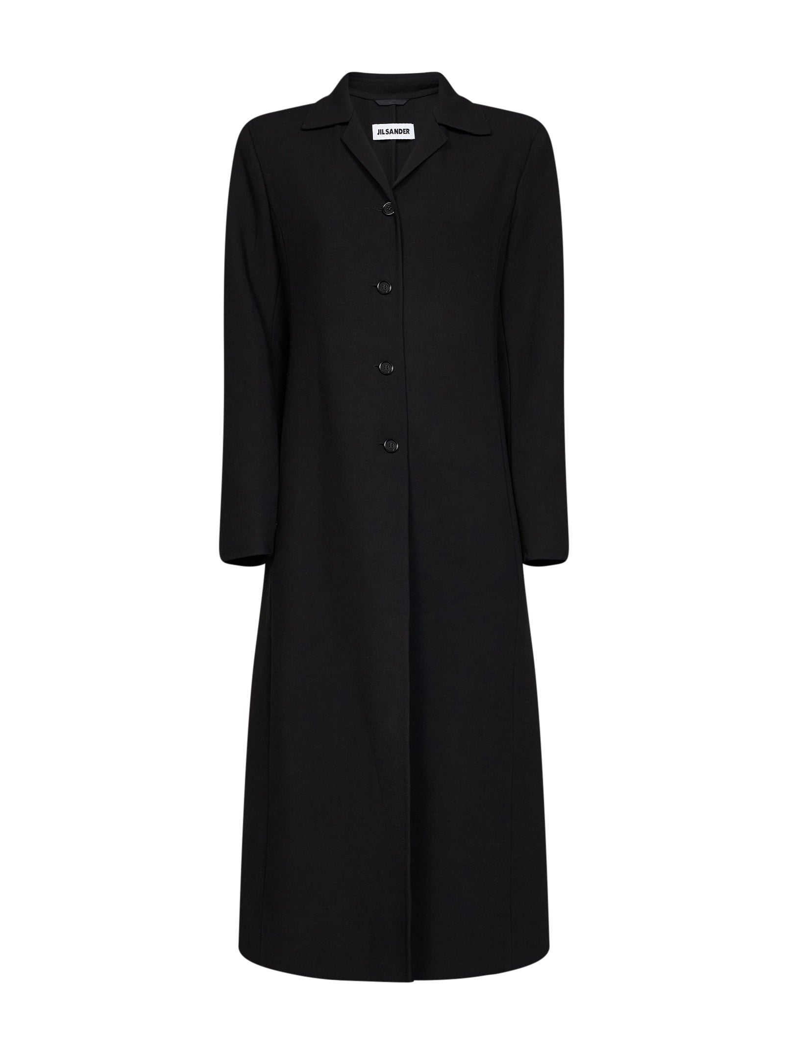 Jil Sander Women Black Virgin Wool Long Single-Breasted Coat JIL SANDER