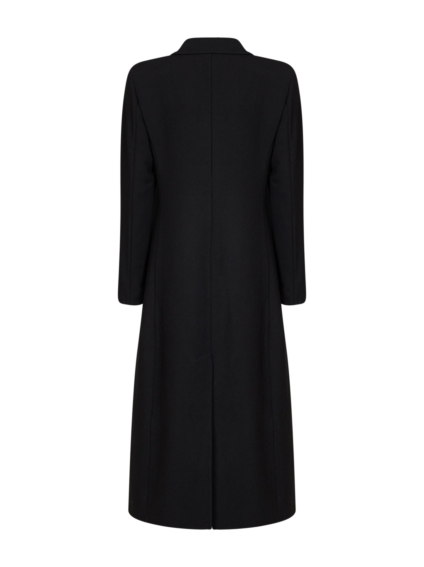 Jil Sander Women Black Virgin Wool Long Single-Breasted Coat JIL SANDER