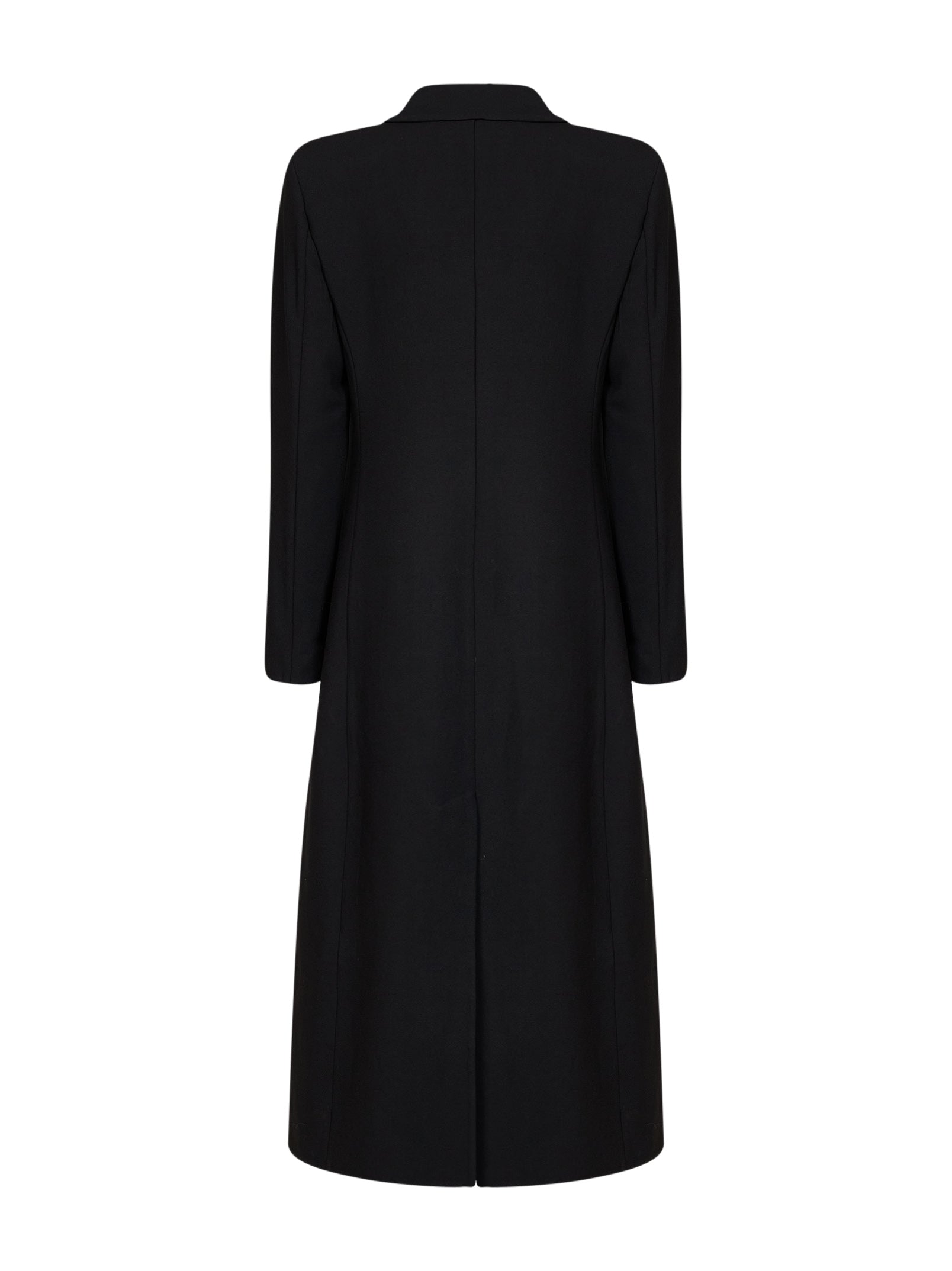 Jil Sander Women Black Virgin Wool Long Single-Breasted Coat JIL SANDER