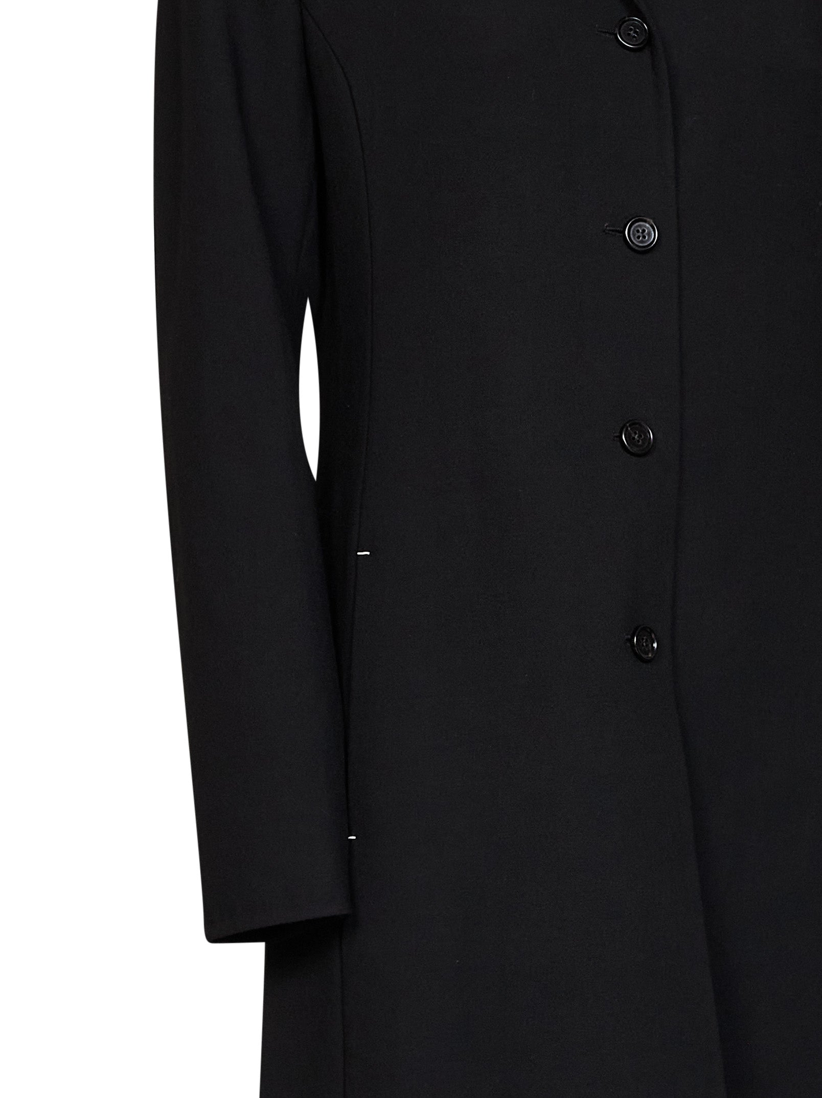 Jil Sander Women Black Virgin Wool Long Single-Breasted Coat JIL SANDER