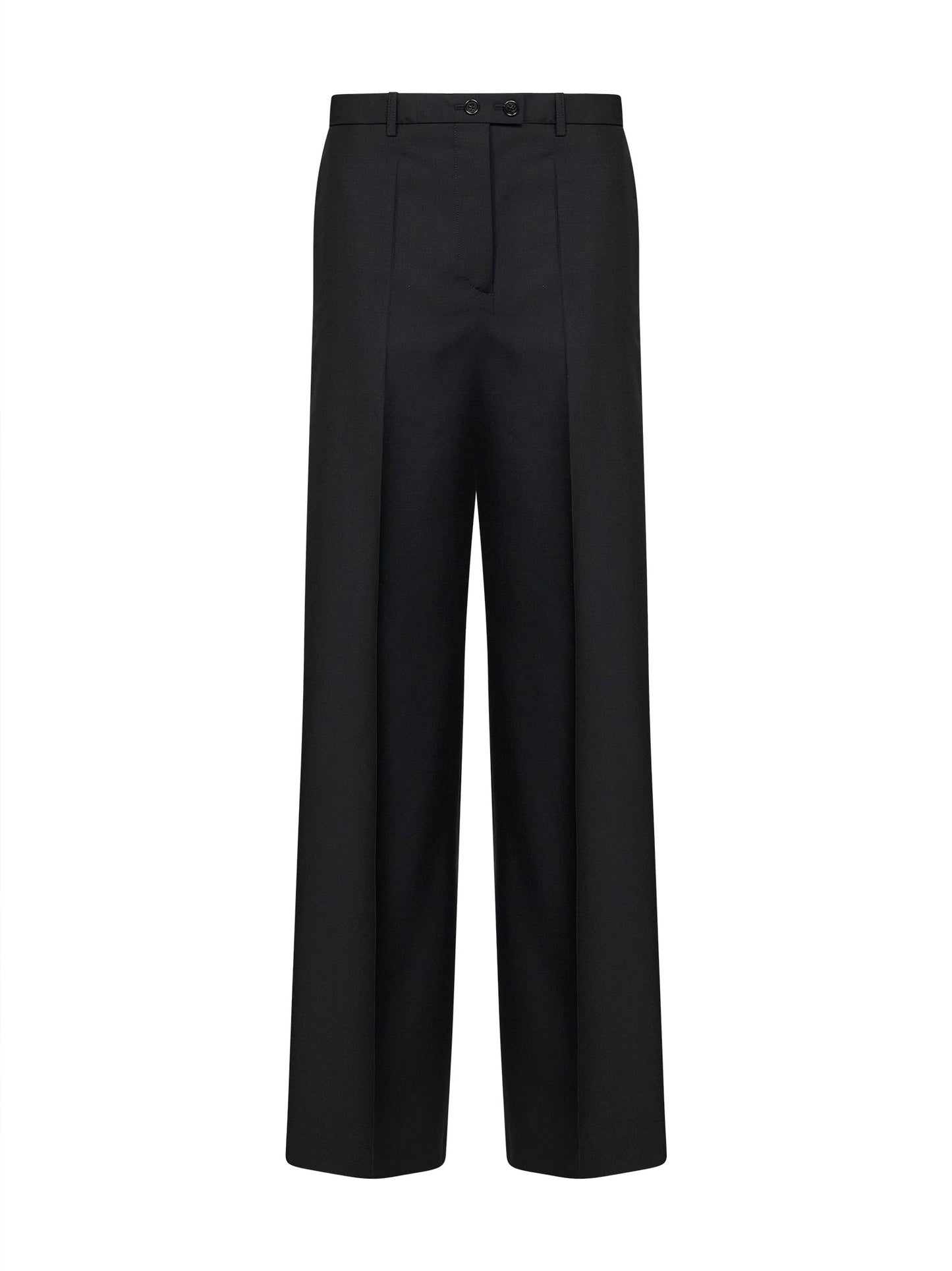 Jil Sander Women Black Wool-Mohair Canvas Wide-Leg Trousers JIL SANDER