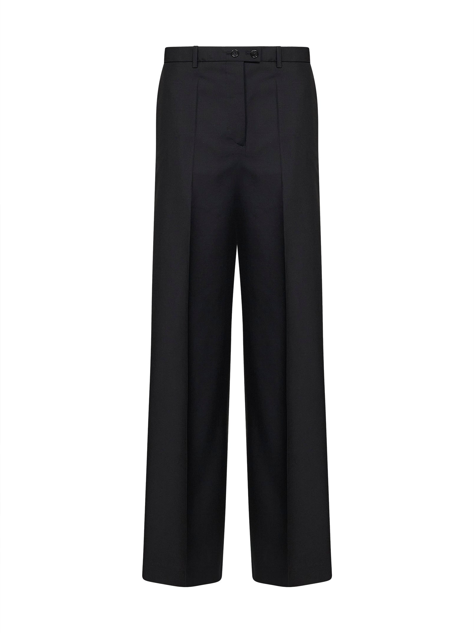 Jil Sander Women Black Wool-Mohair Canvas Wide-Leg Trousers JIL SANDER