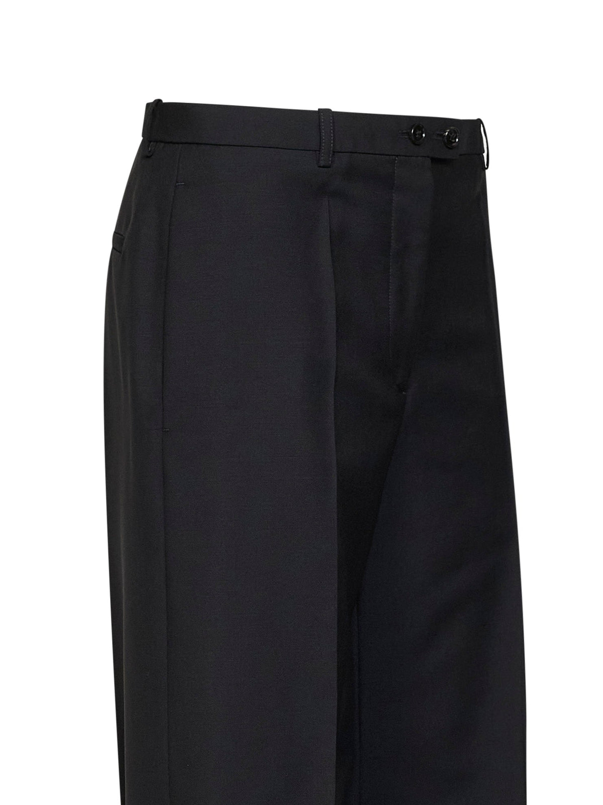 Jil Sander Women Black Wool-Mohair Canvas Wide-Leg Trousers JIL SANDER