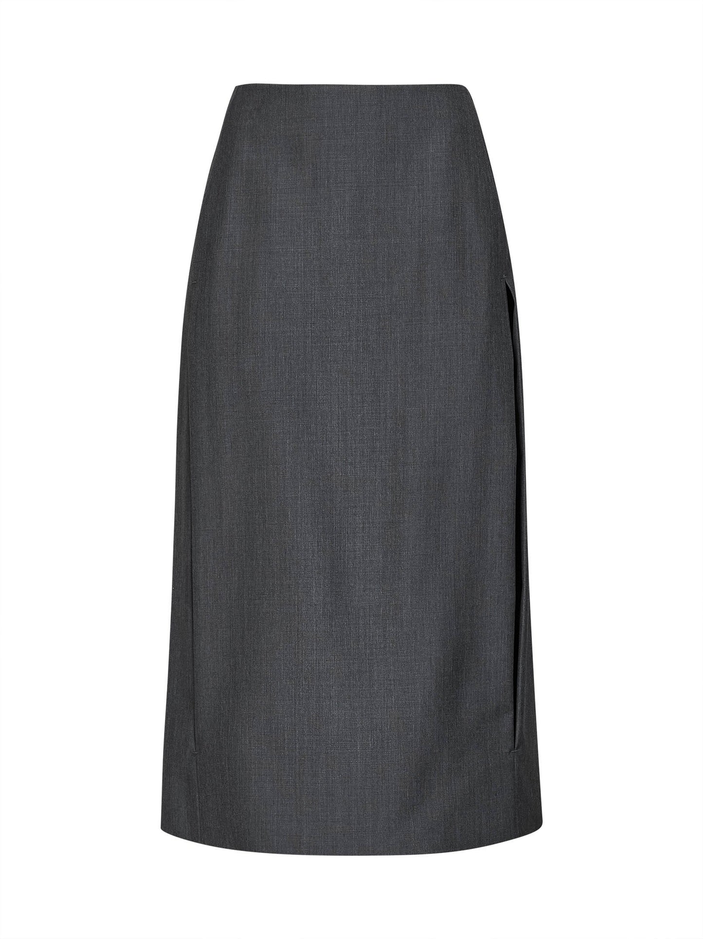 Jil Sander Women Fog Grey Wool Canvas Midi Skirt With Slits JIL SANDER