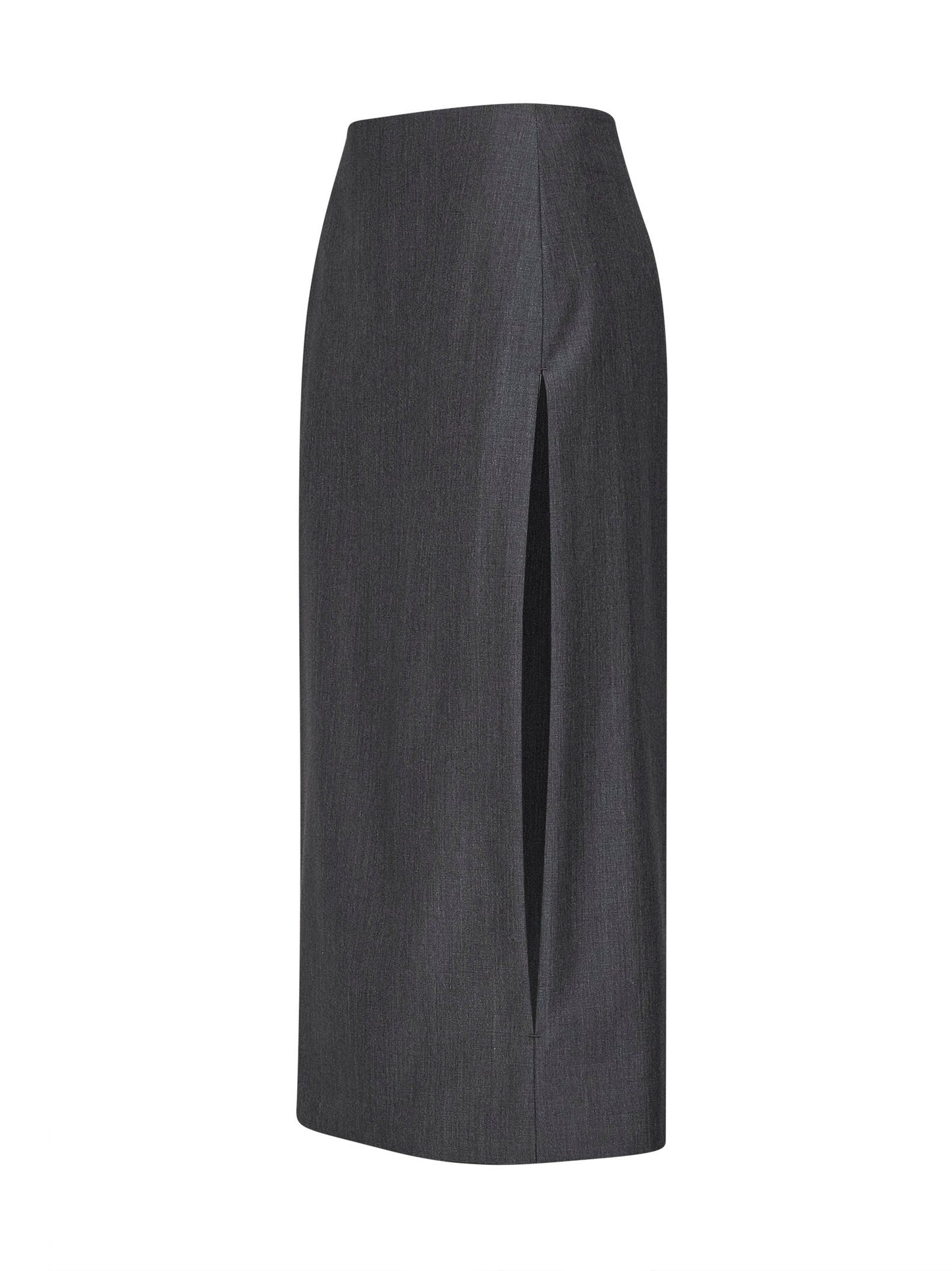 Jil Sander Women Fog Grey Wool Canvas Midi Skirt With Slits JIL SANDER