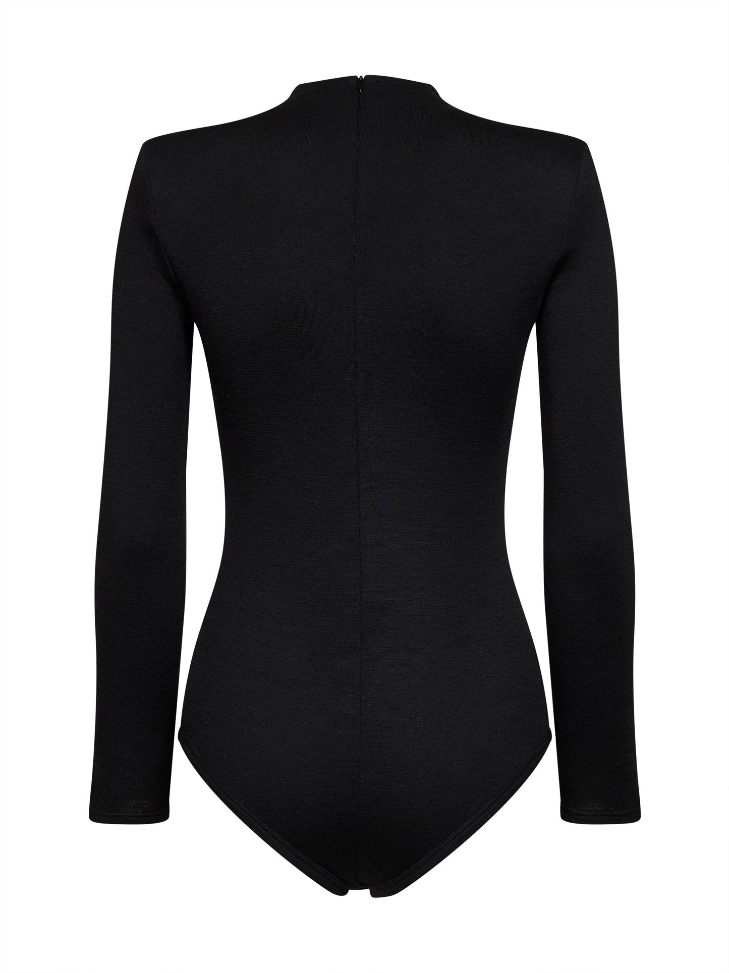Jil Sander Women Black Compact Wool Knit Fitted Bodysuit JIL SANDER