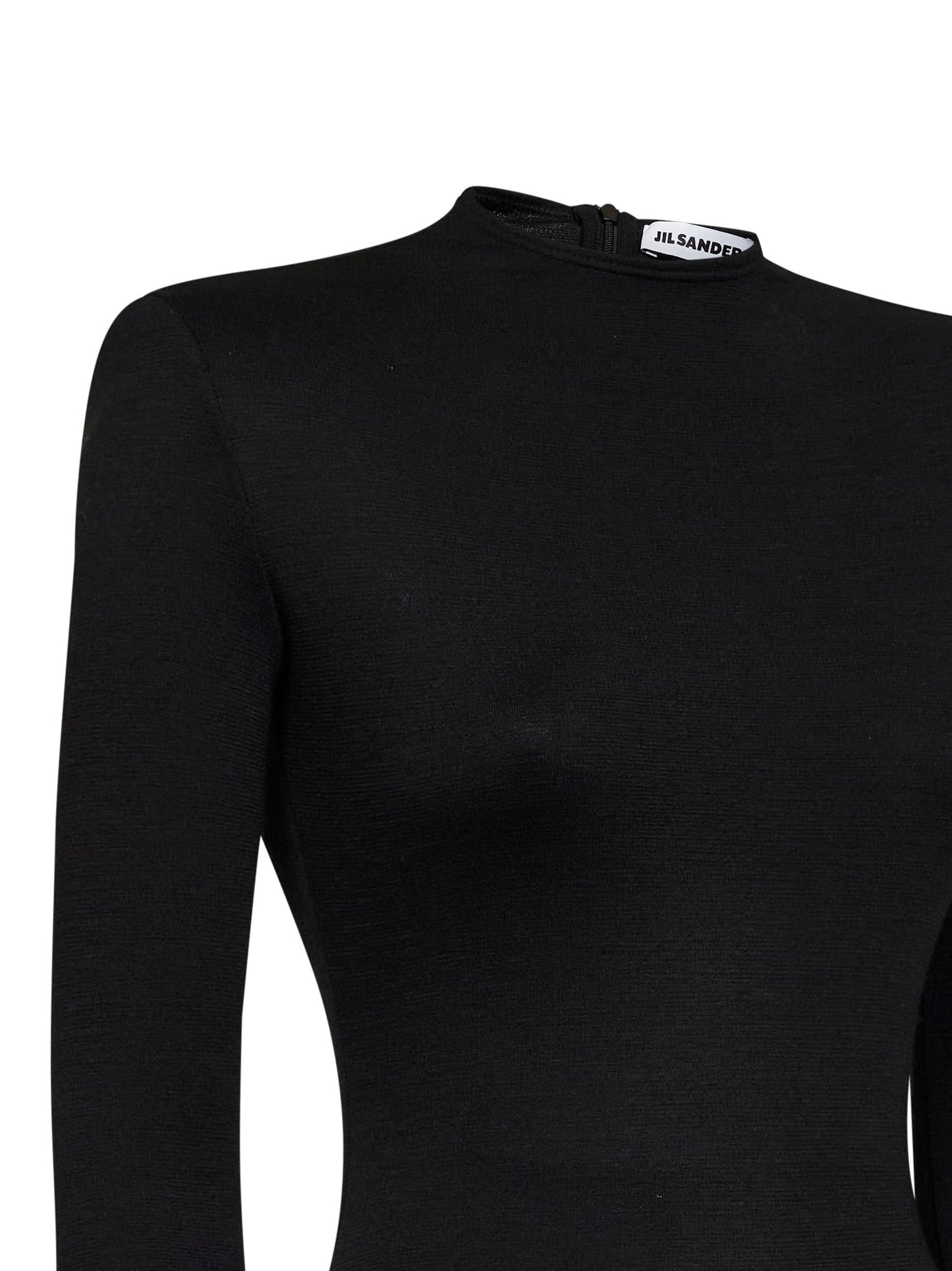 Jil Sander Women Black Compact Wool Knit Fitted Bodysuit JIL SANDER