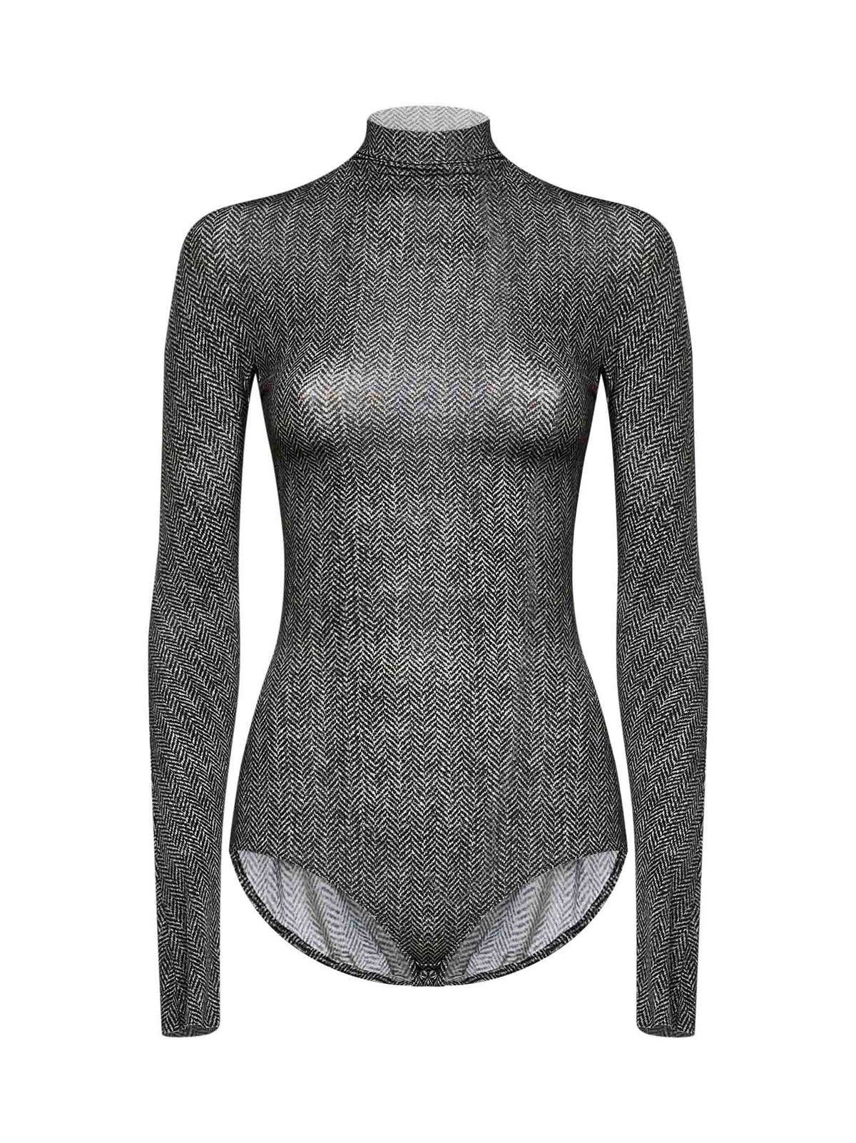 Maison Margiela Women Dark Grey Chevron Technical Jersey Seamless Bodysuit MAISON MARGIELA