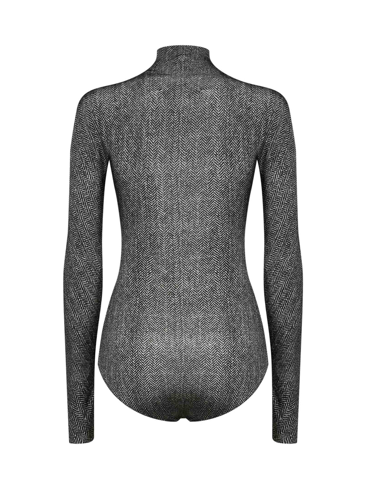 Maison Margiela Women Dark Grey Chevron Technical Jersey Seamless Bodysuit MAISON MARGIELA