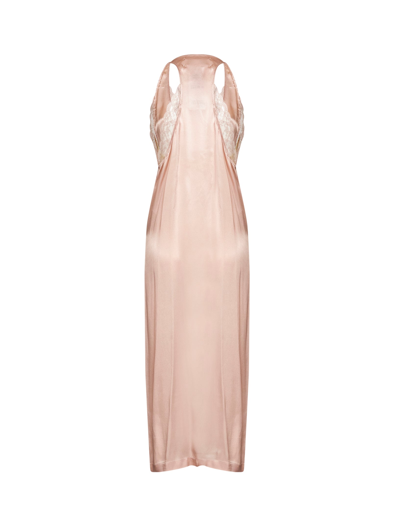 Maison Margiela Women Light Pink Satin And Lace Midi Slip Dress MAISON MARGIELA