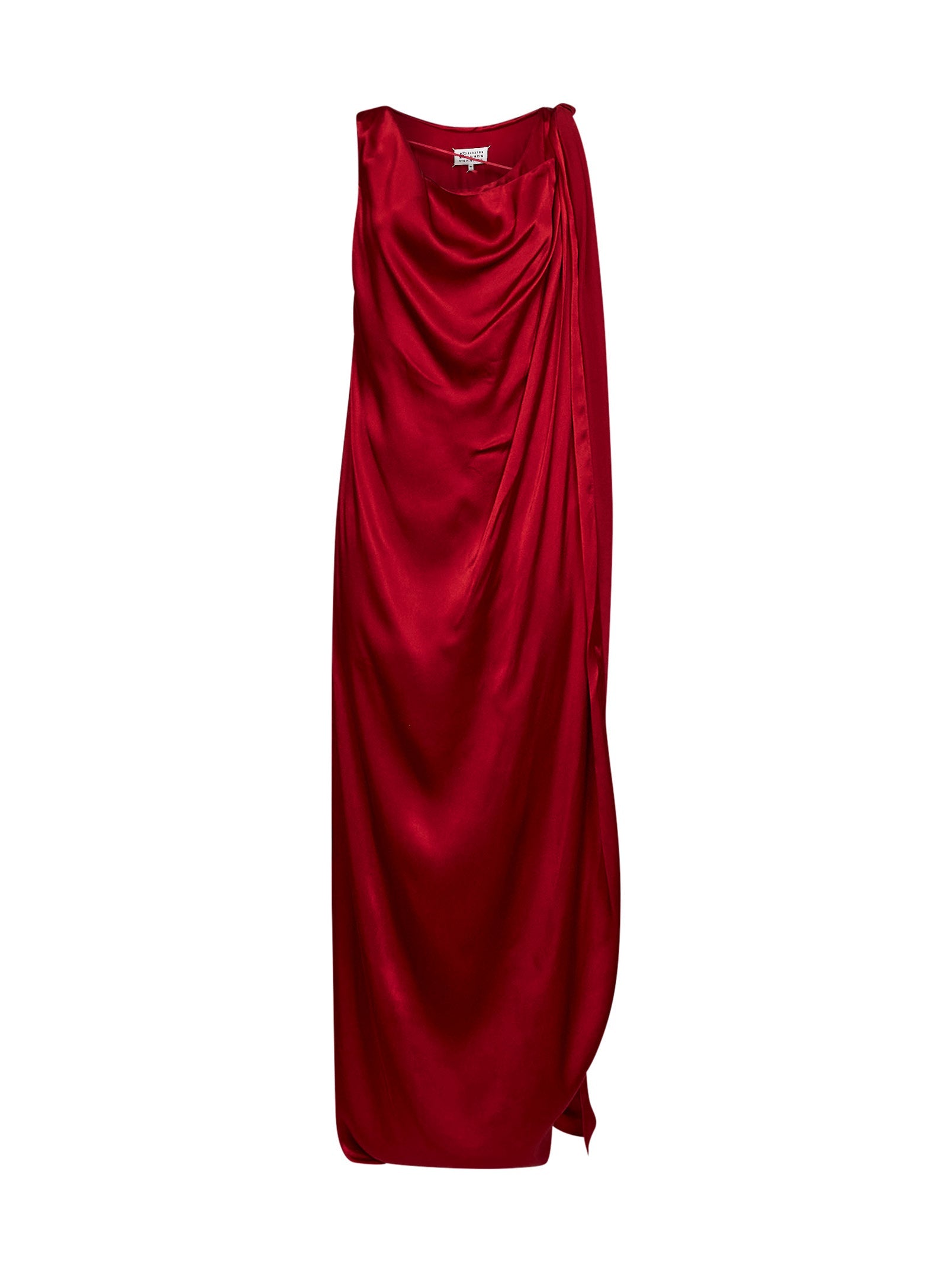 Maison Margiela Women Dark Red Satin Draped Maxi Dress MAISON MARGIELA
