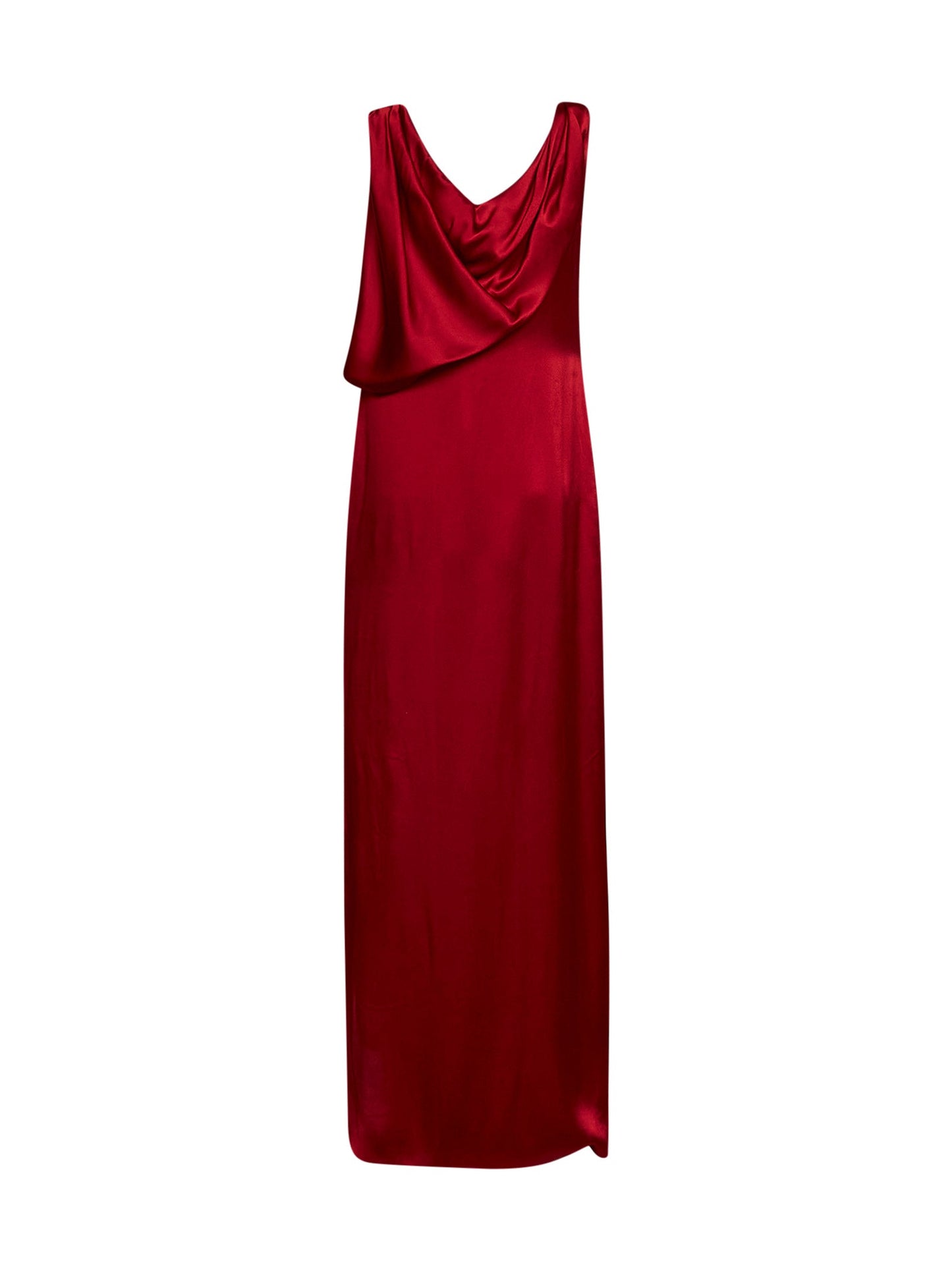 Maison Margiela Women Dark Red Satin Draped Maxi Dress MAISON MARGIELA