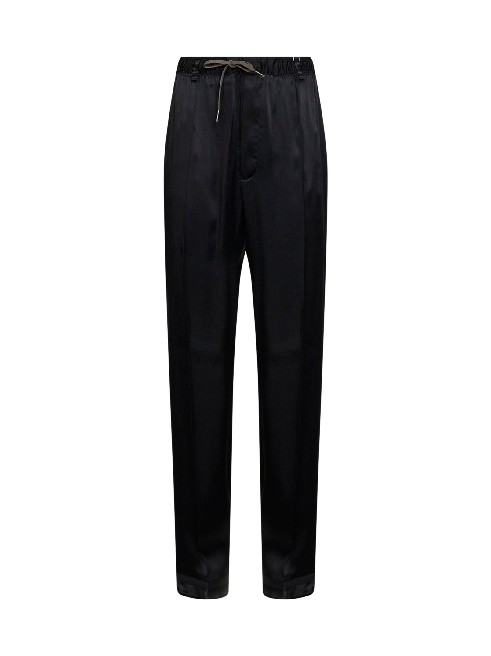 Maison Margiela Women Black Satin Drawstring Trousers MAISON MARGIELA