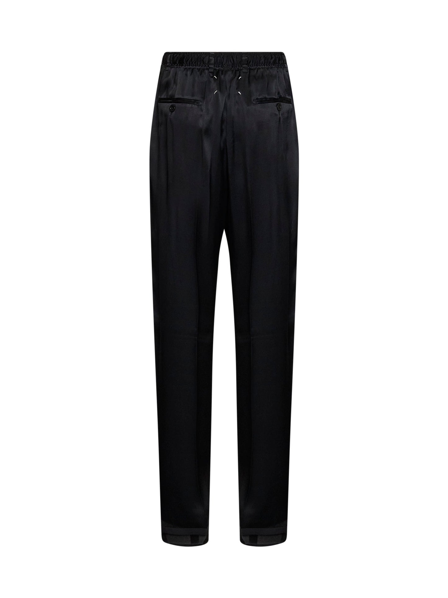 Maison Margiela Women Black Satin Drawstring Trousers MAISON MARGIELA