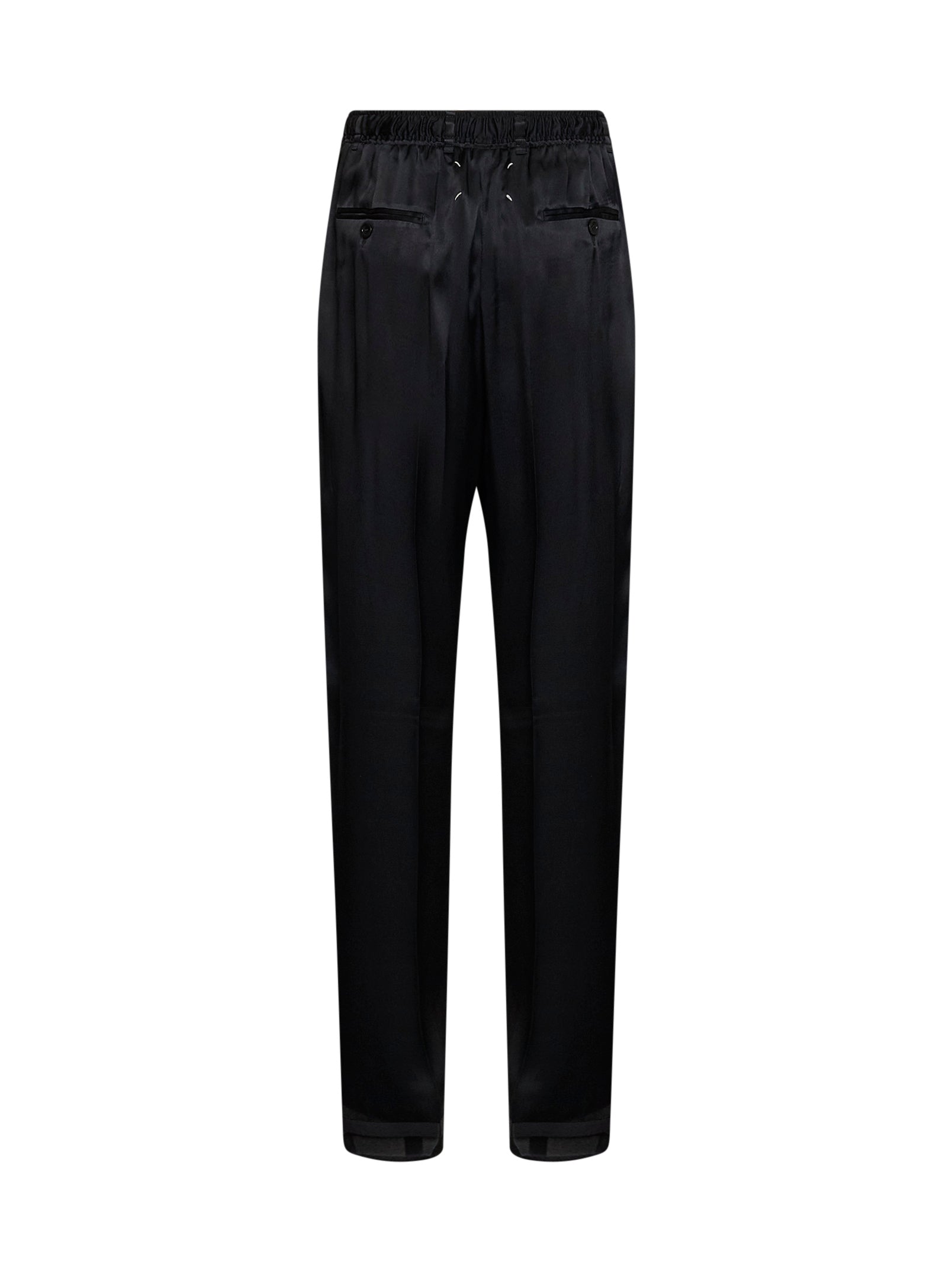 Maison Margiela Women Black Satin Drawstring Trousers MAISON MARGIELA