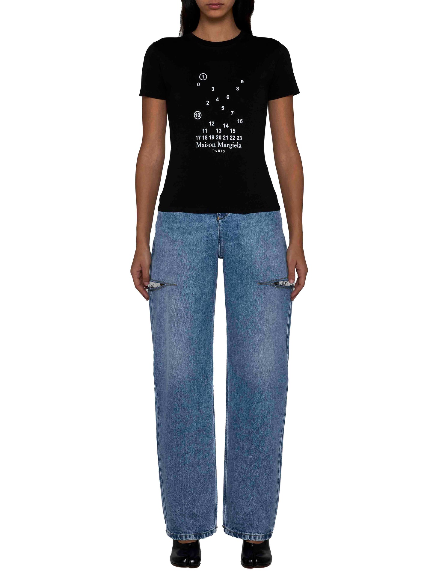 Maison Margiela Women High-Waisted Wide-Leg Cut-Out Jeans MAISON MARGIELA