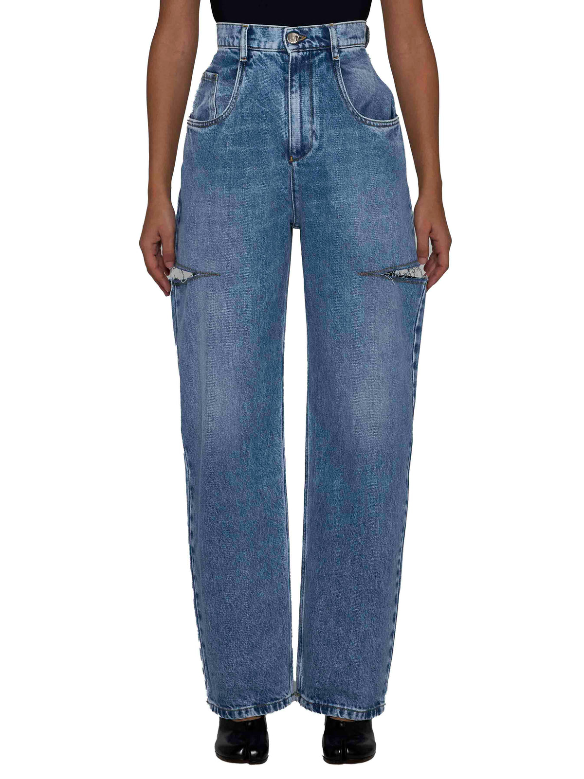 Maison Margiela Women High-Waisted Wide-Leg Cut-Out Jeans MAISON MARGIELA