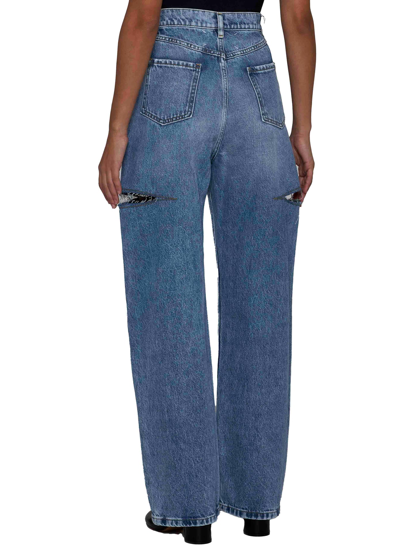 Maison Margiela Women High-Waisted Wide-Leg Cut-Out Jeans MAISON MARGIELA