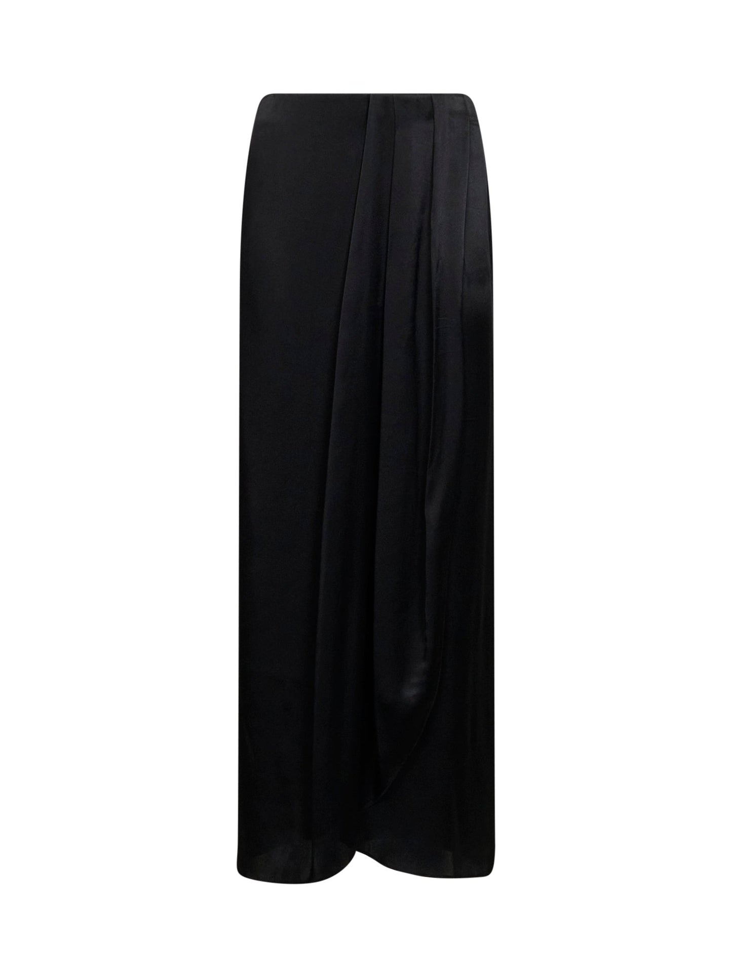Maison Margiela Women Black Satin Draped Maxi Skirt MAISON MARGIELA