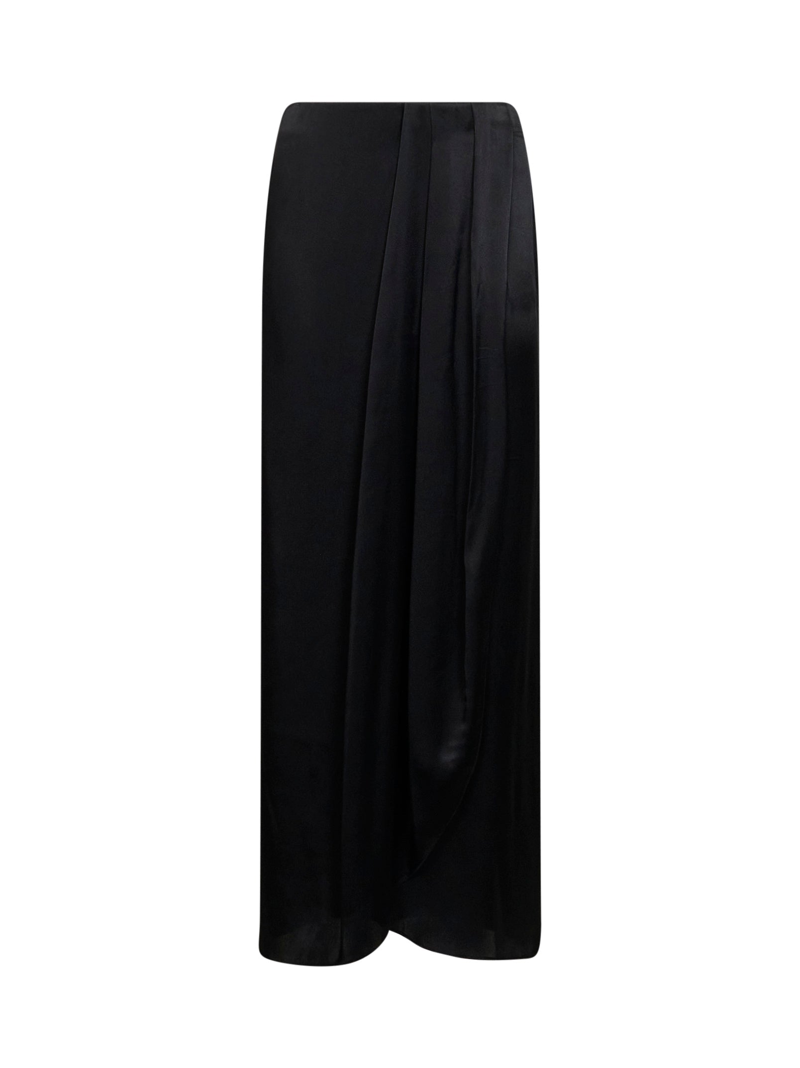 Maison Margiela Women Black Satin Draped Maxi Skirt MAISON MARGIELA