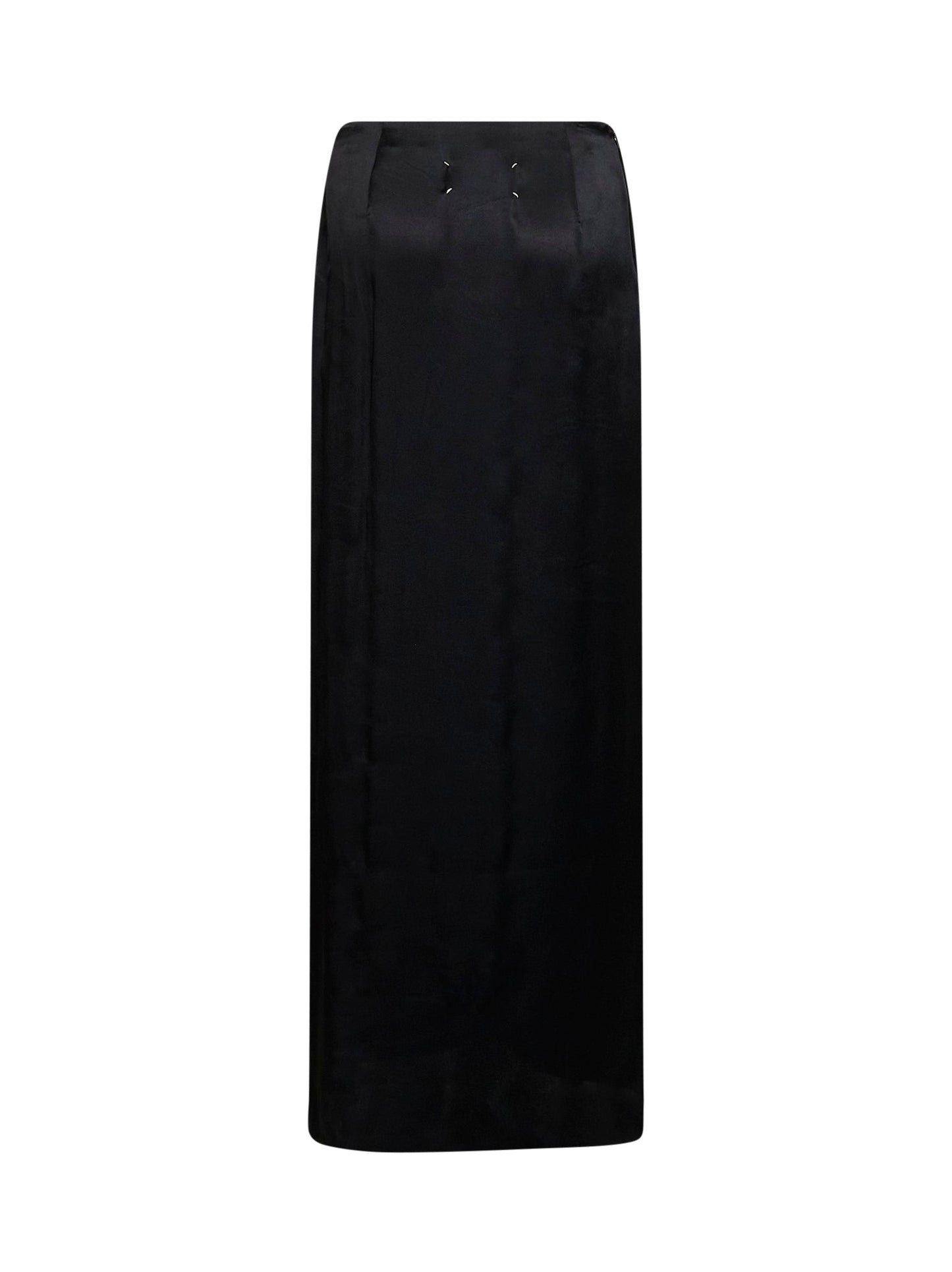 Maison Margiela Women Black Satin Draped Maxi Skirt MAISON MARGIELA