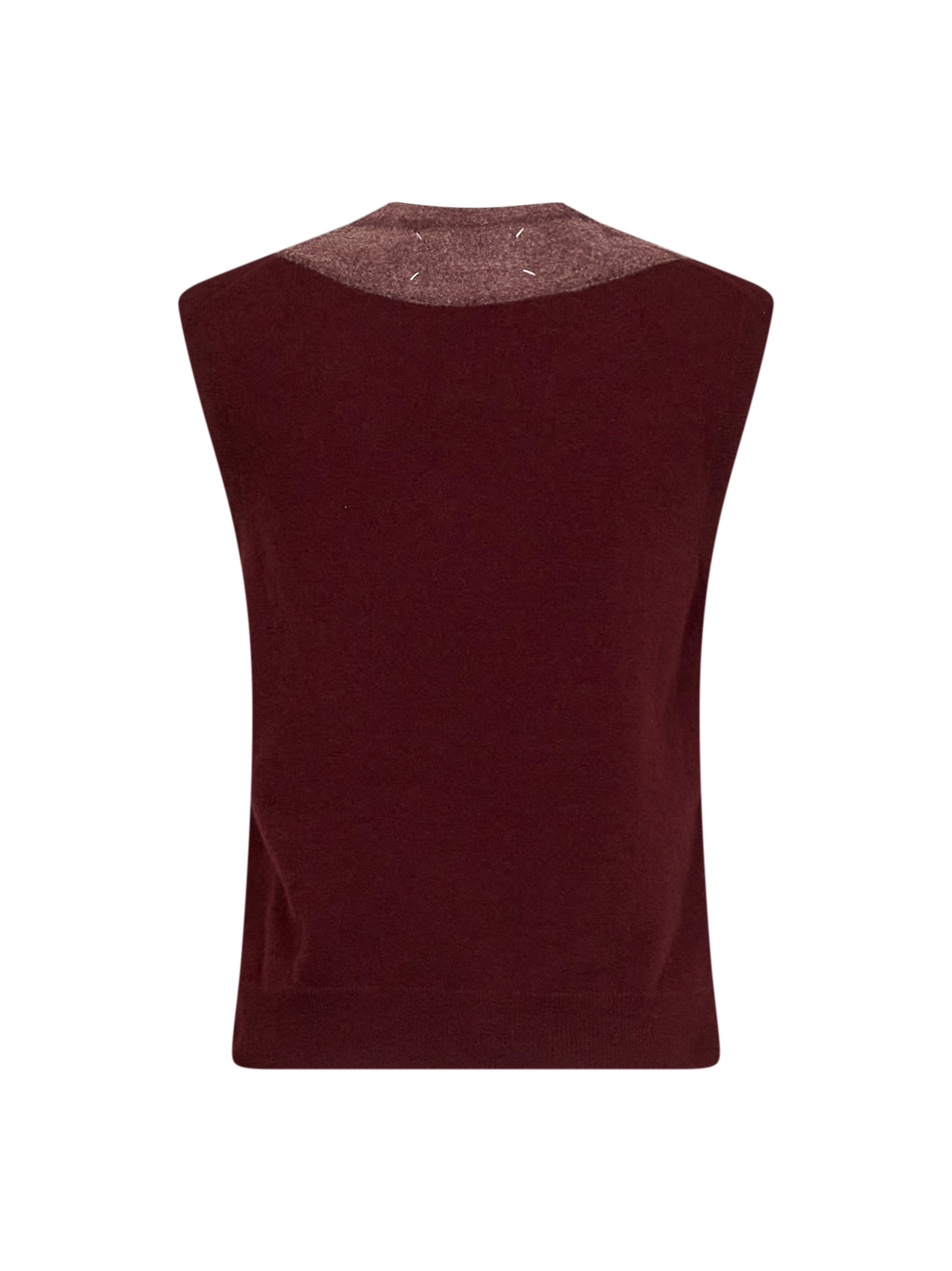 Maison Margiela Women Burgundy Virgin Wool Fuse Knit Vest MAISON MARGIELA