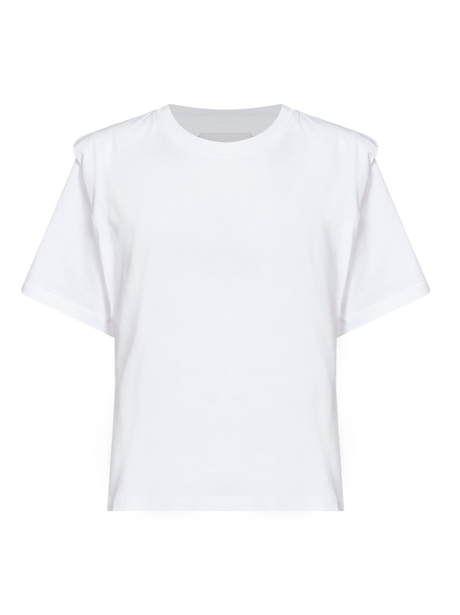 Marant Etoile Women White Cotton Jersey Zelitos T-Shirt With Shoulder Pads ISABEL MARANT ETOILE