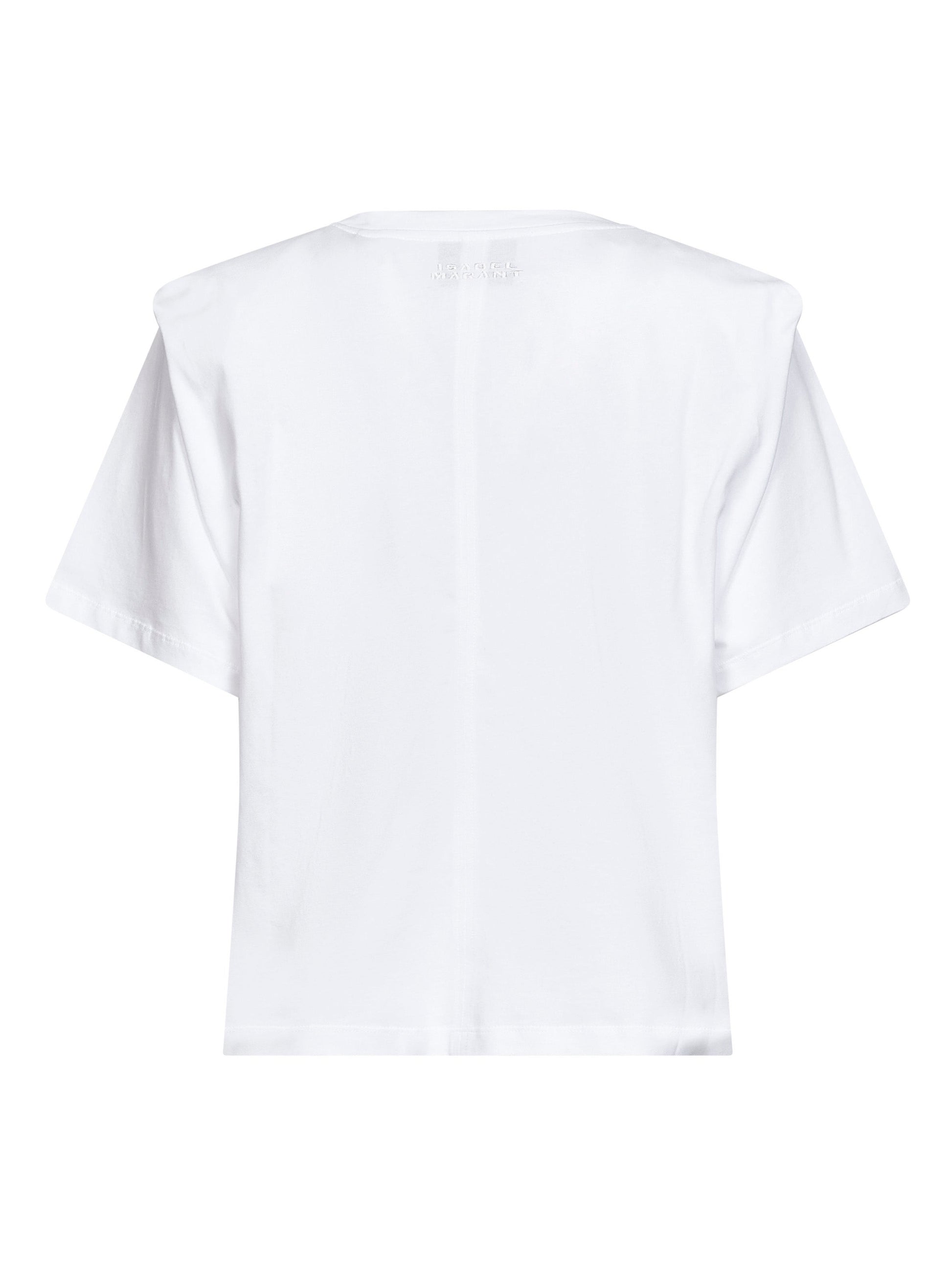 Marant Etoile Women White Cotton Jersey Zelitos T-Shirt With Shoulder Pads ISABEL MARANT ETOILE