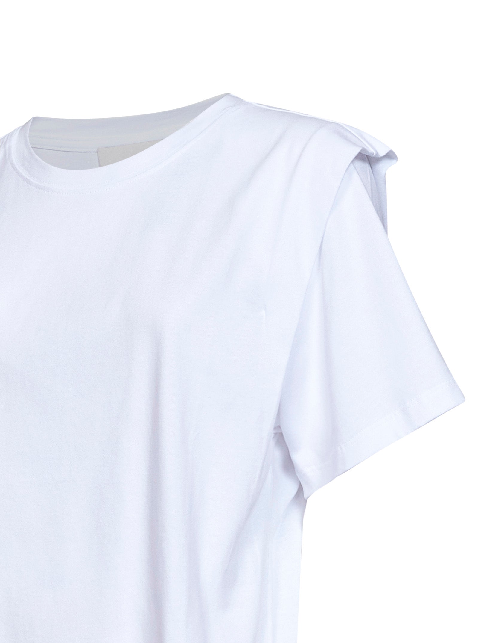 Marant Etoile Women White Cotton Jersey Zelitos T-Shirt With Shoulder Pads ISABEL MARANT ETOILE