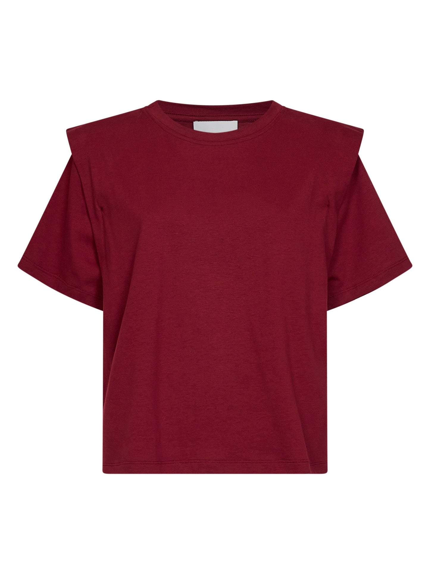 Marant Etoile Women Dark Burgundy Cotton Jersey Zelitos T-Shirt With Shoulder Pads ISABEL MARANT ETOILE