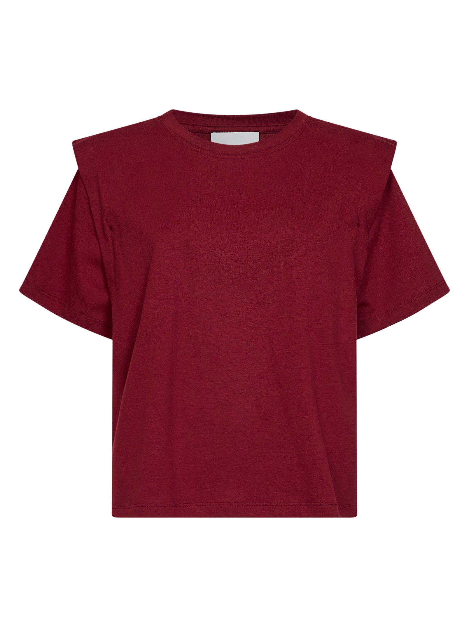 Marant Etoile Women Dark Burgundy Cotton Jersey Zelitos T-Shirt With Shoulder Pads ISABEL MARANT ETOILE