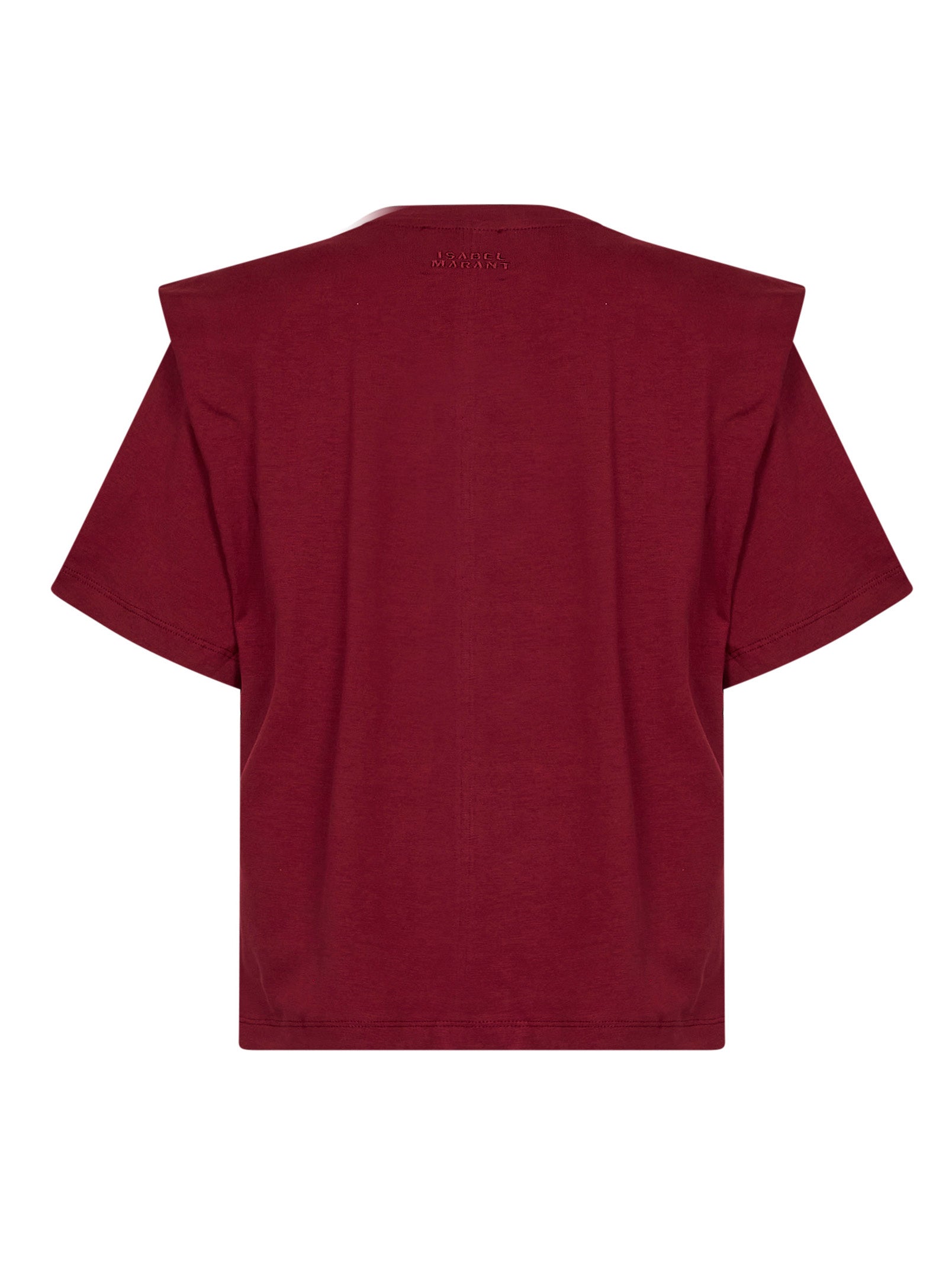 Marant Etoile Women Dark Burgundy Cotton Jersey Zelitos T-Shirt With Shoulder Pads ISABEL MARANT ETOILE