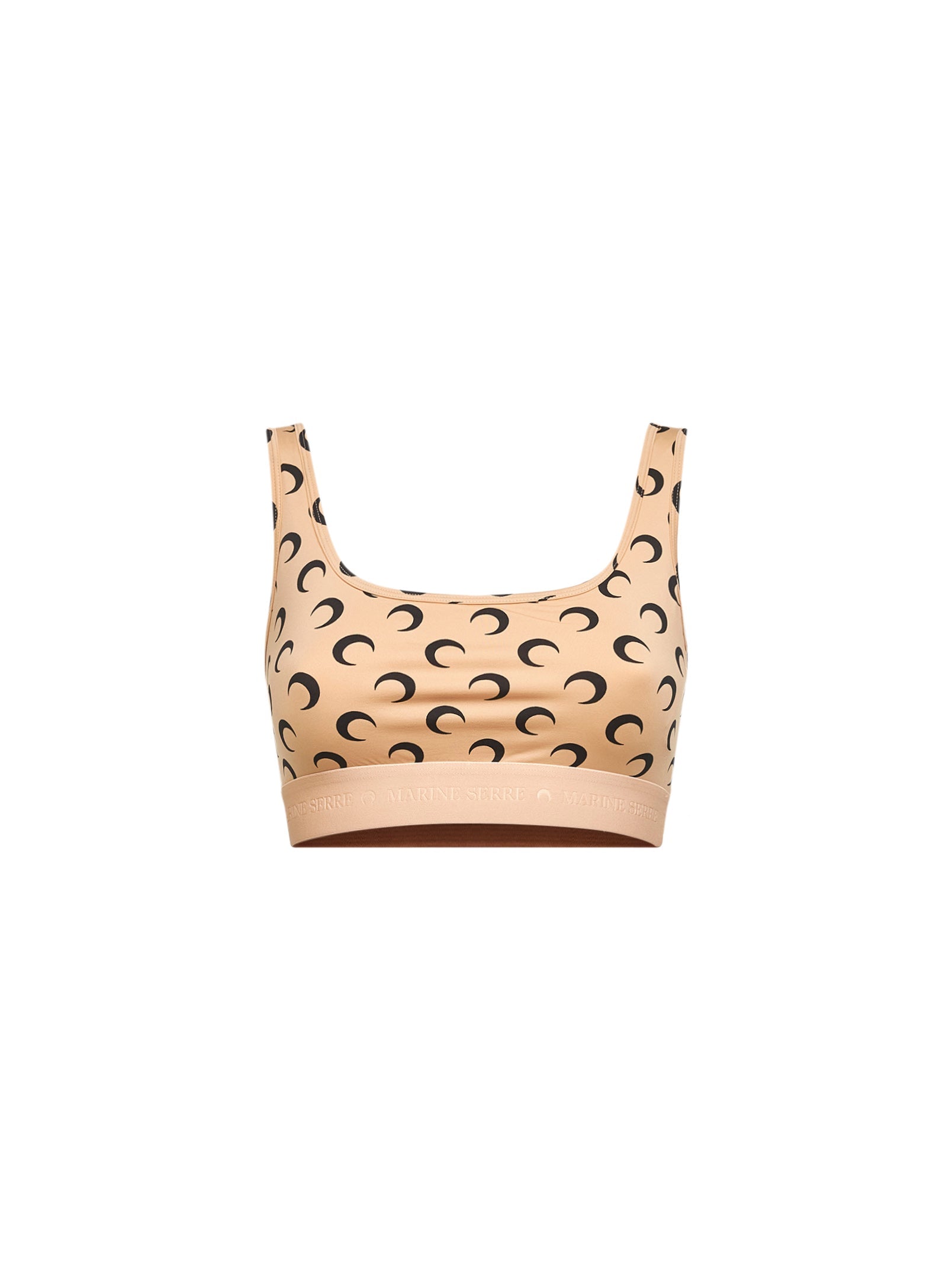 Marine Serre Women Beige Printed Jersey Moon Sports Bra MARINE SERRE