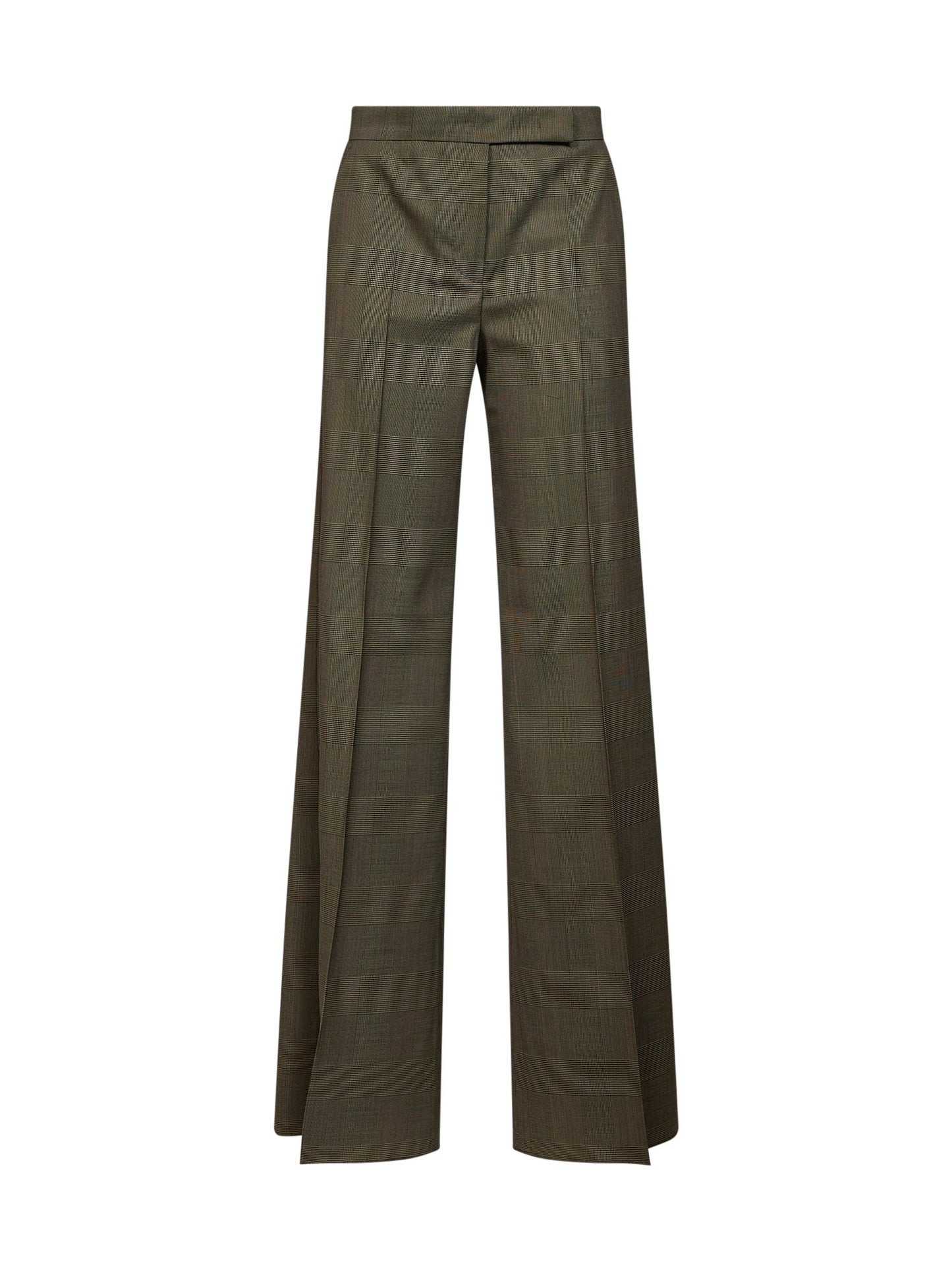 Max Mara Women Khaki Green Glen Plaid Wool Mxmnetto Trousers MAX MARA