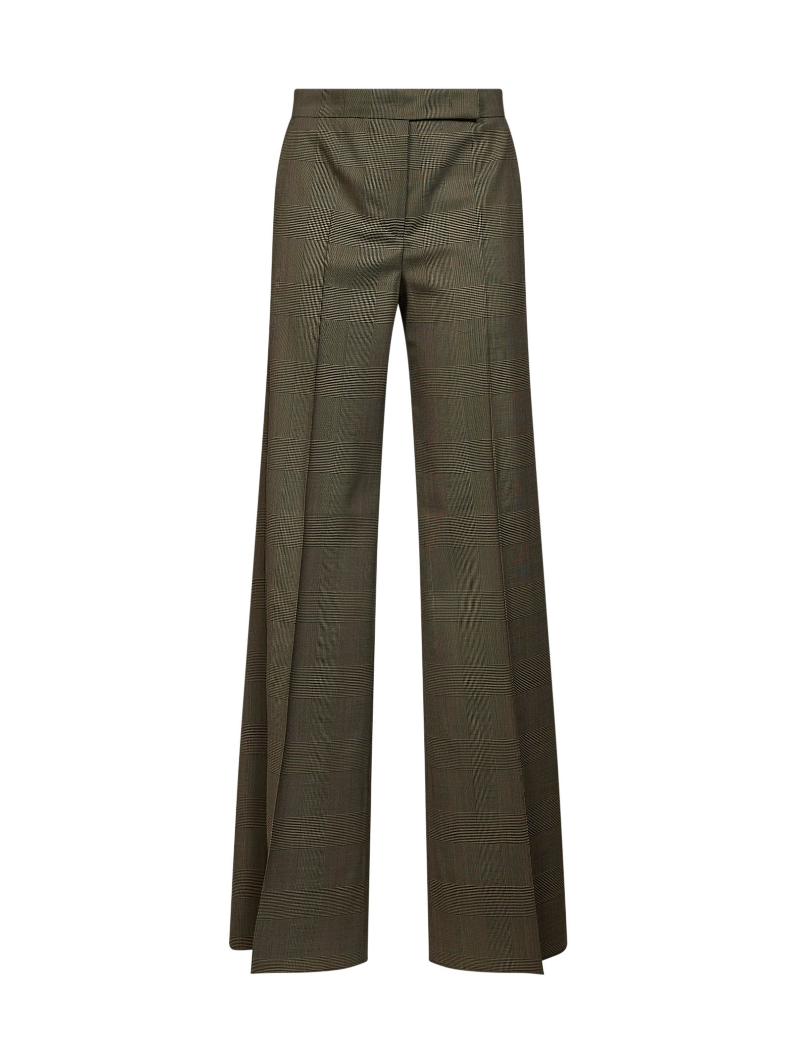 Max Mara Women Khaki Green Glen Plaid Wool Mxmnetto Trousers MAX MARA