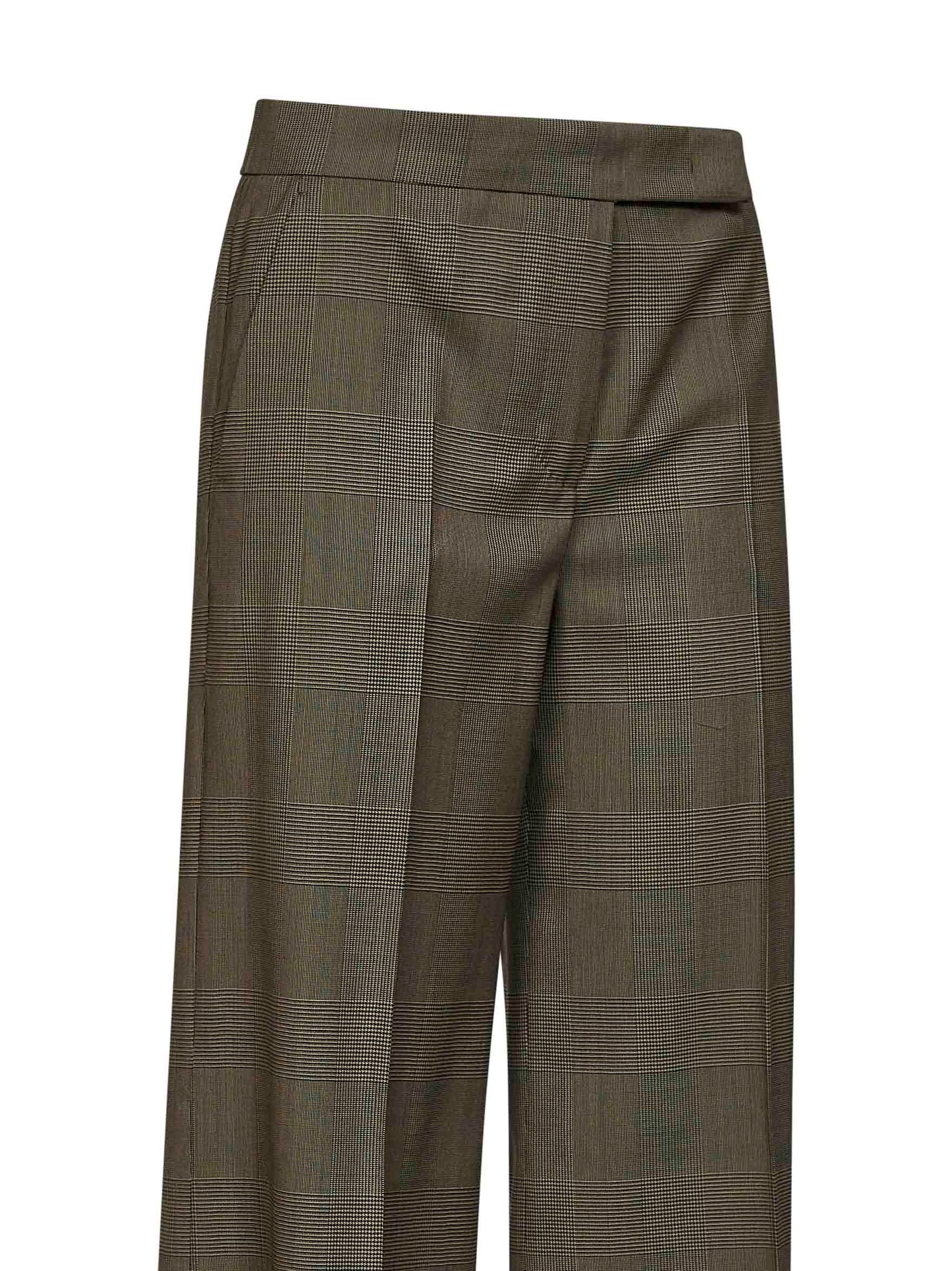 Max Mara Women Khaki Green Glen Plaid Wool Mxmnetto Trousers MAX MARA
