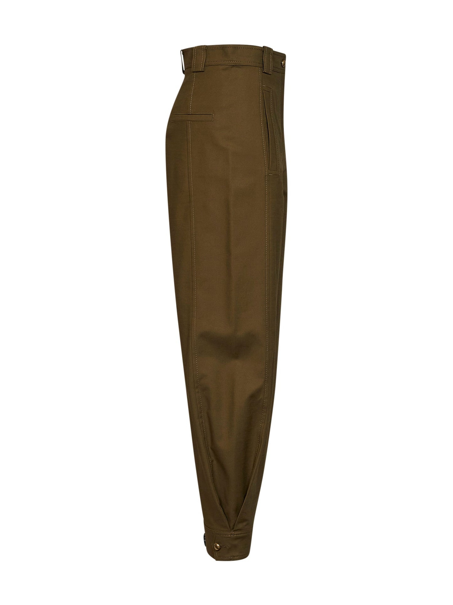 Max Mara Women Khaki Green Stretch Canvas Mxmadorni Barrel-Leg Trousers MAX MARA