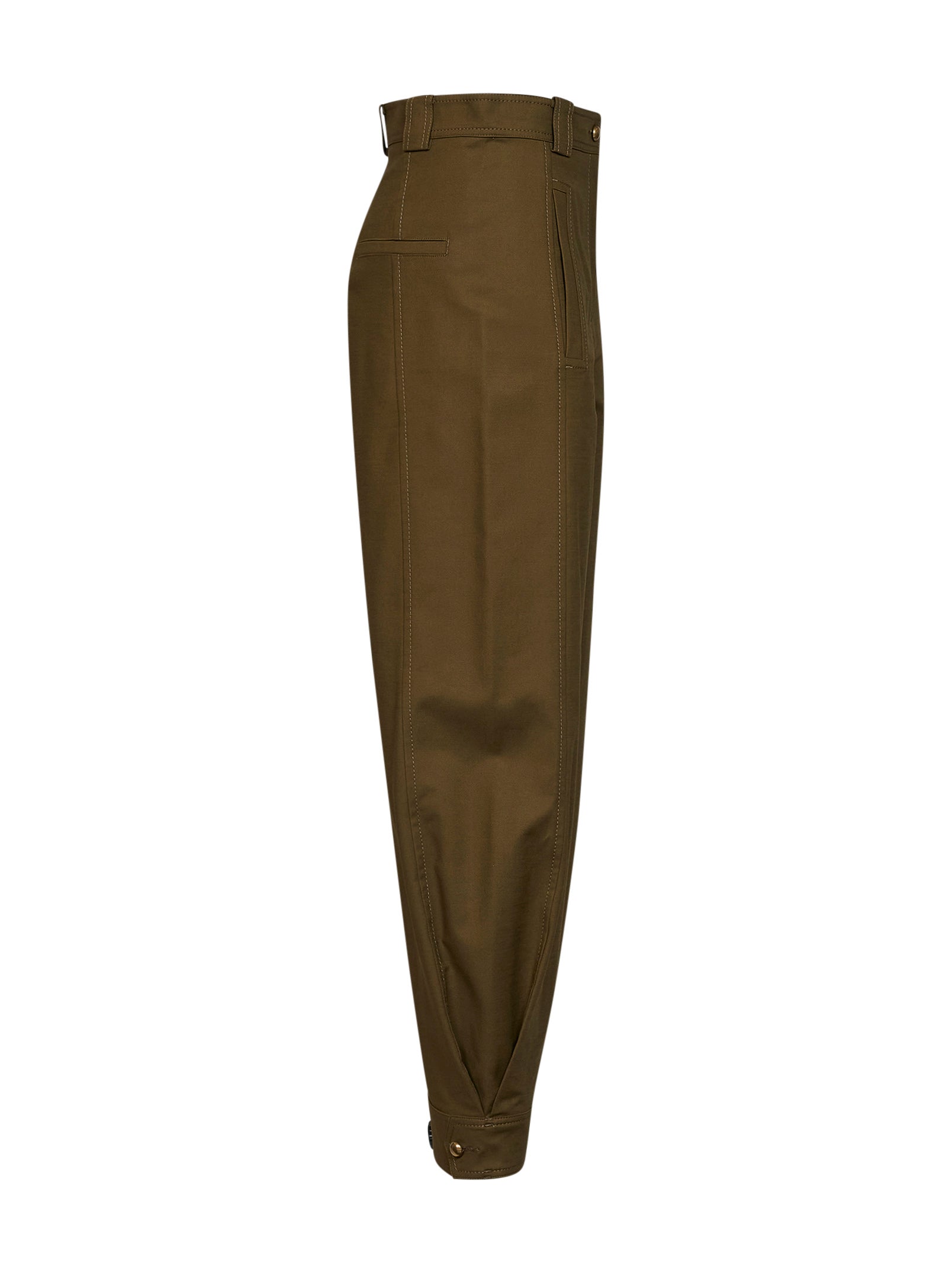 Max Mara Women Khaki Green Stretch Canvas Mxmadorni Barrel-Leg Trousers MAX MARA