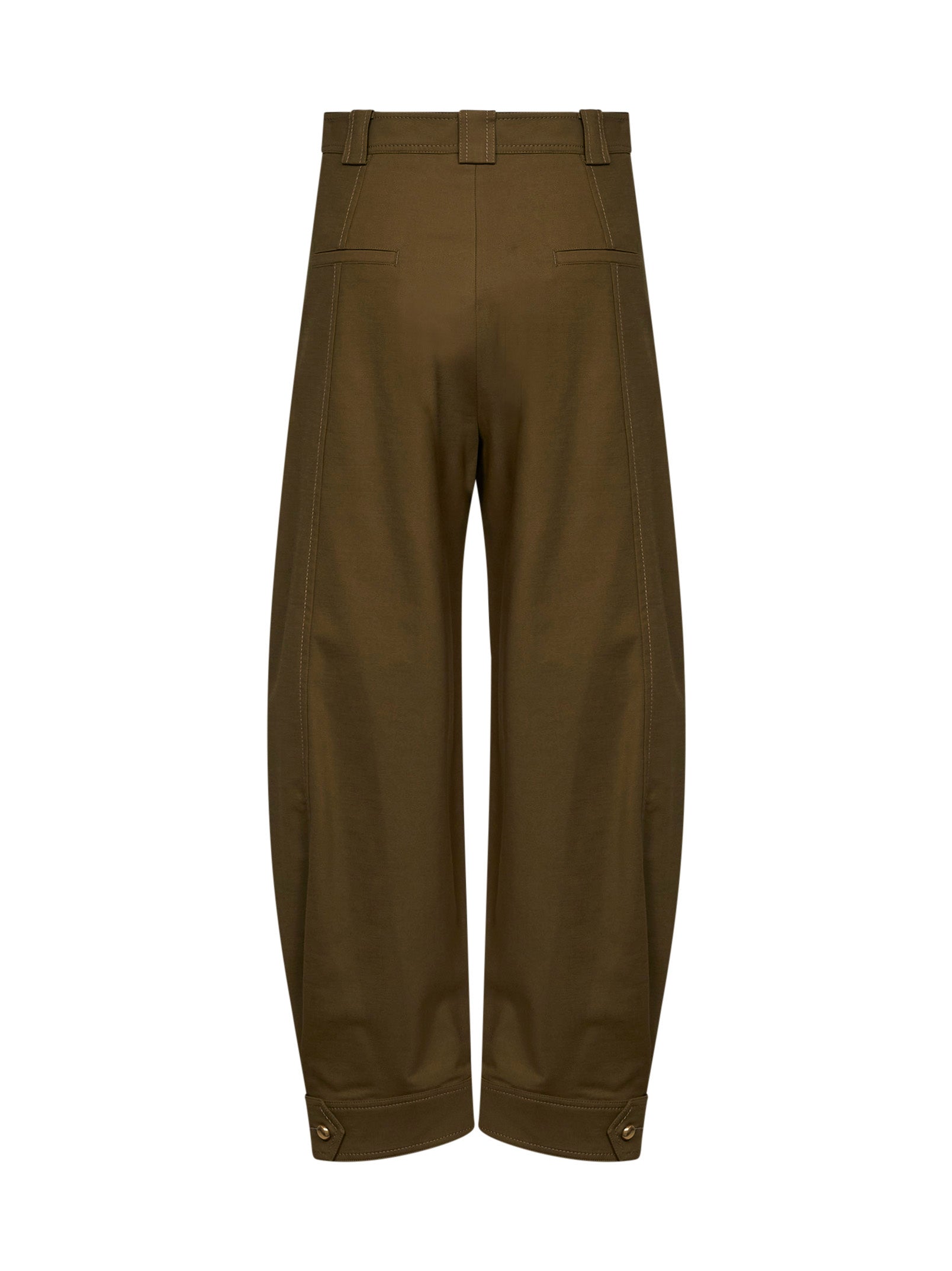 Max Mara Women Khaki Green Stretch Canvas Mxmadorni Barrel-Leg Trousers MAX MARA