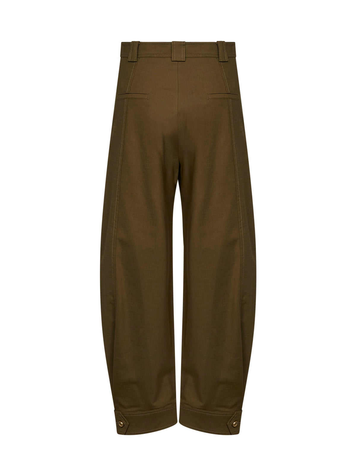 Max Mara Women Khaki Green Stretch Canvas Mxmadorni Barrel-Leg Trousers MAX MARA
