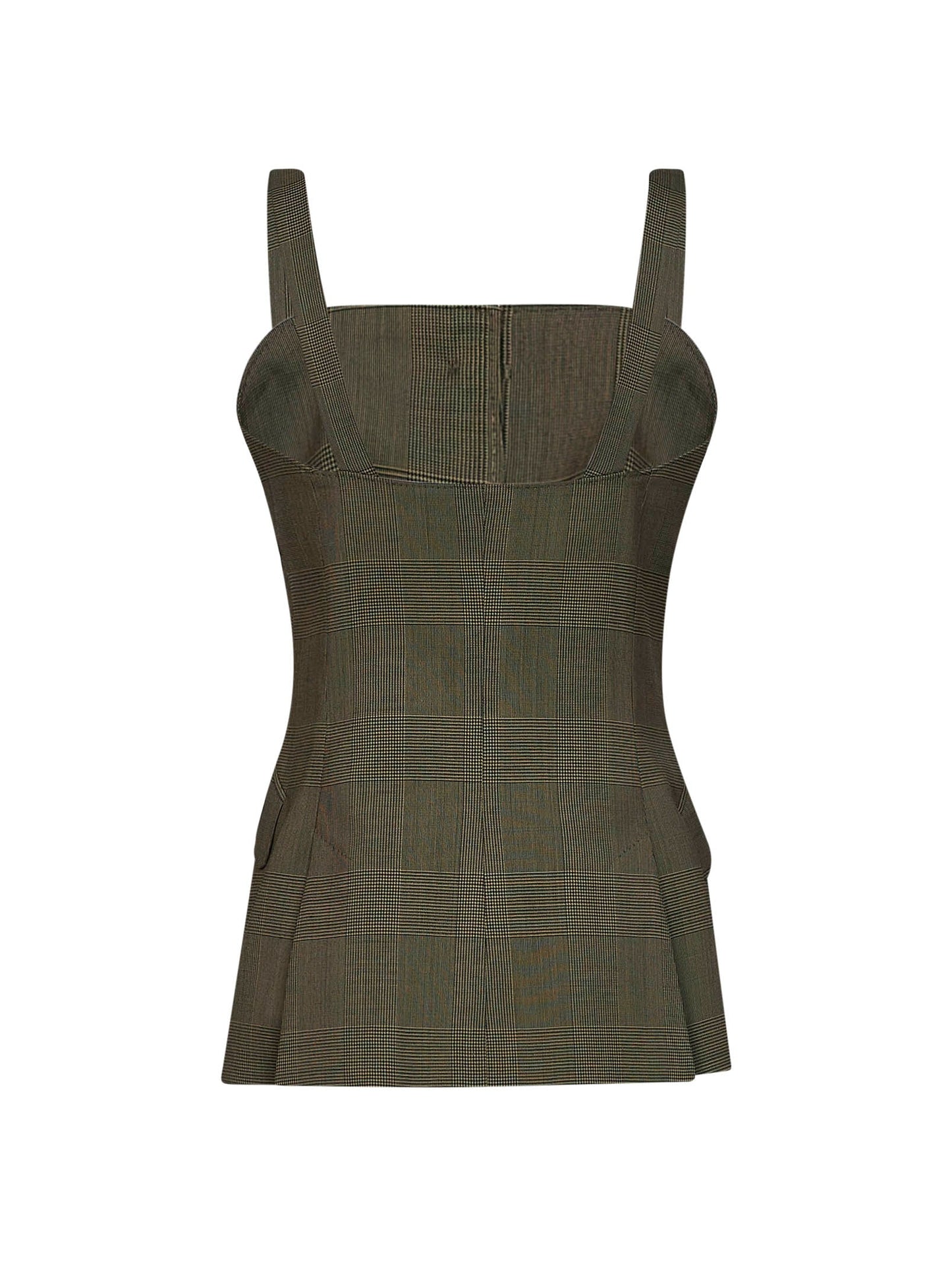 Max Mara Women Khaki Green Glen Plaid Wool Mxmbacca Vest MAX MARA