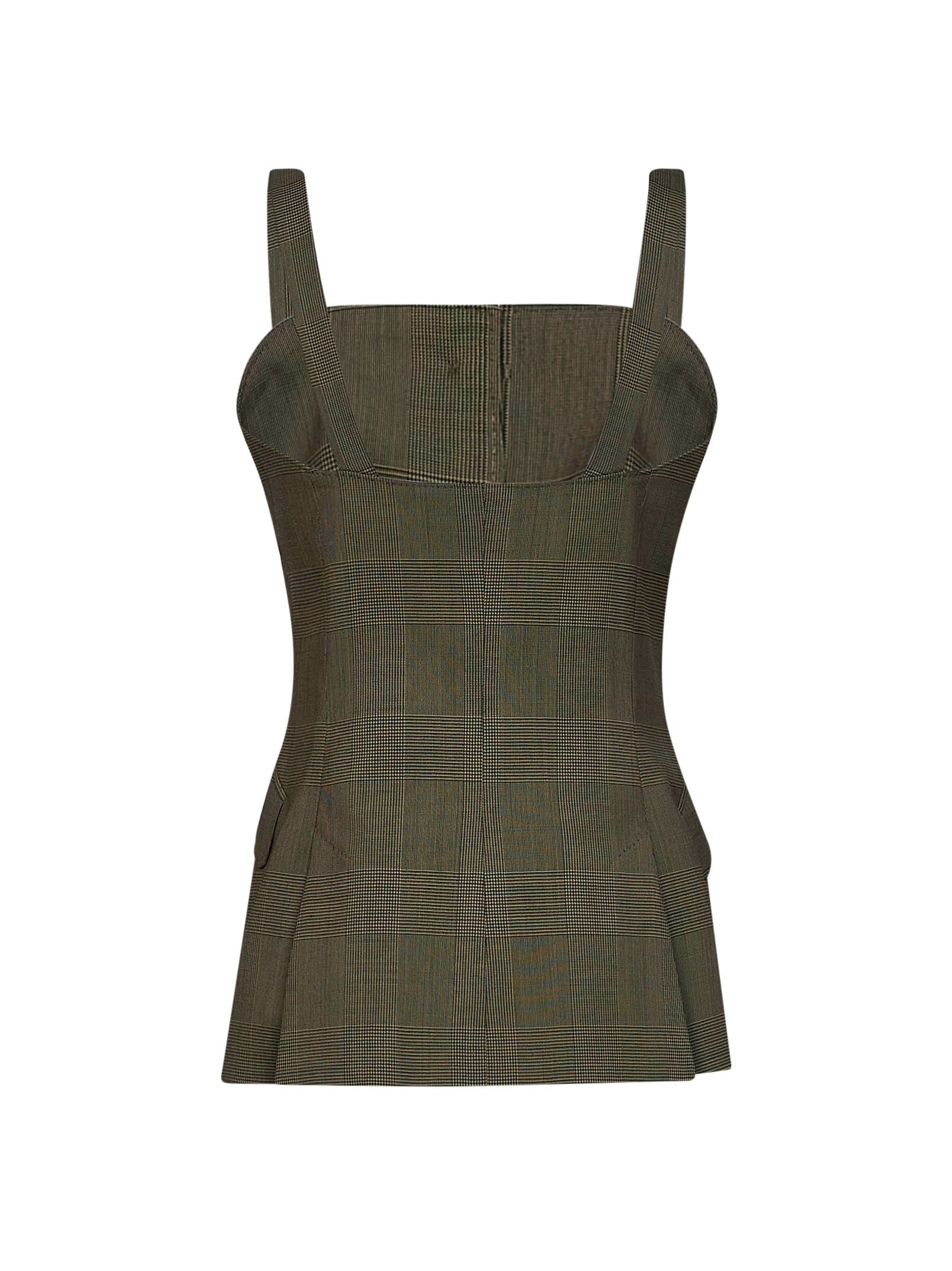 Max Mara Women Khaki Green Glen Plaid Wool Mxmbacca Vest MAX MARA