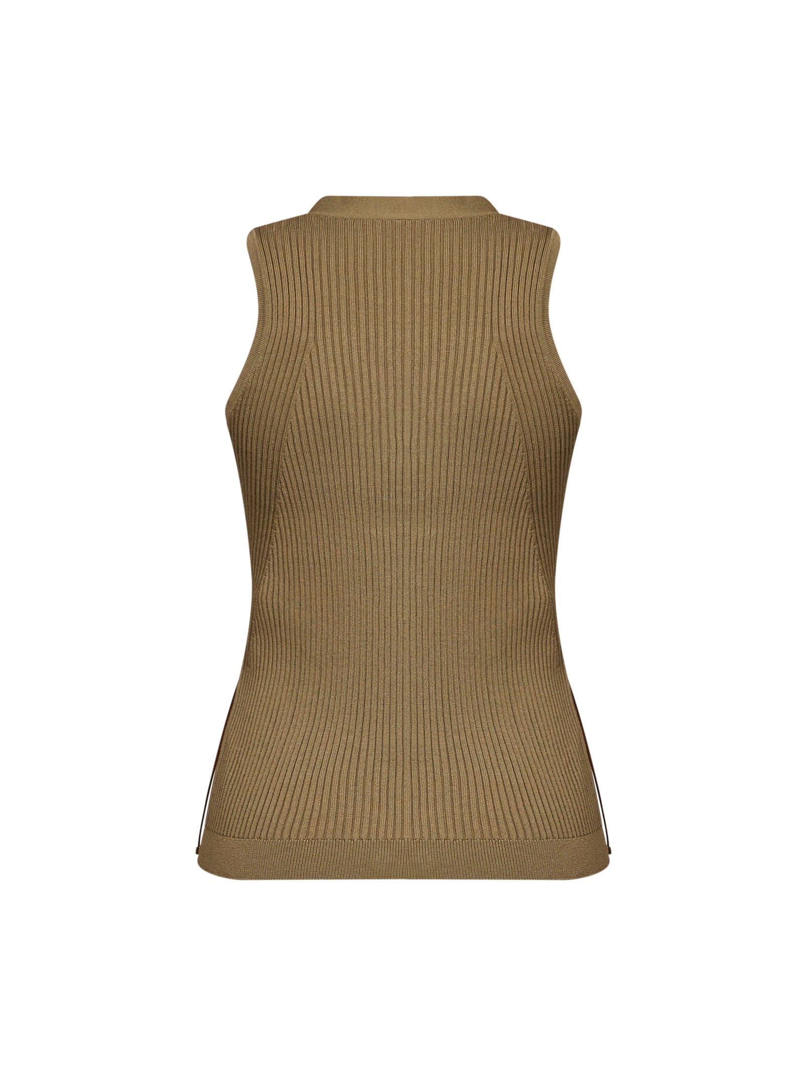 Max Mara Women Khaki Green Ribbed Knit Mxmfiorire Vest MAX MARA