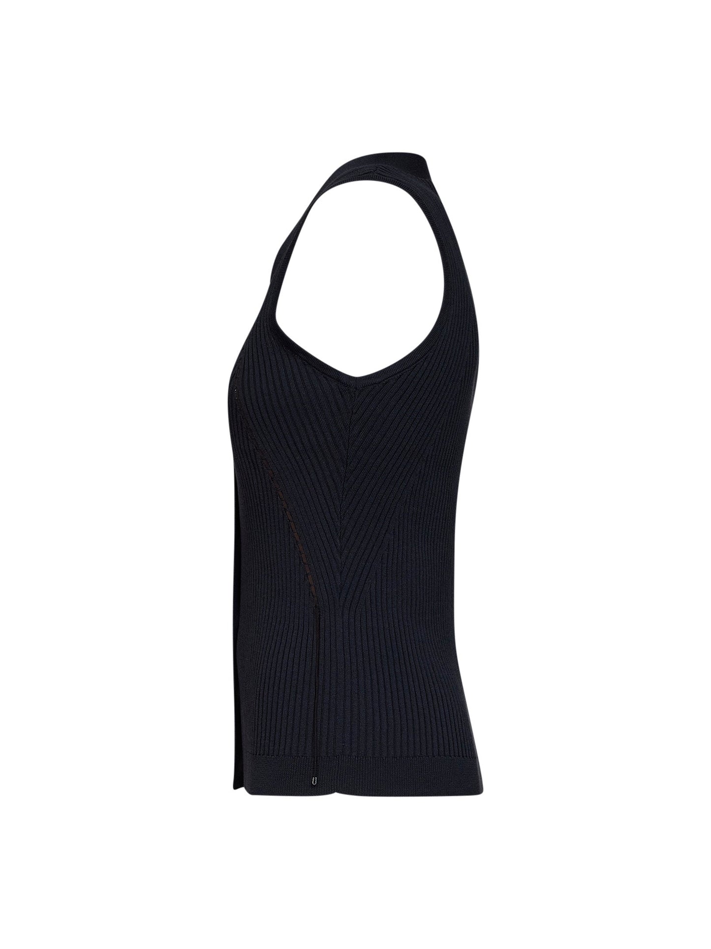 Max Mara Women Navy Blue Ribbed Knit Mxmfiorire Vest MAX MARA