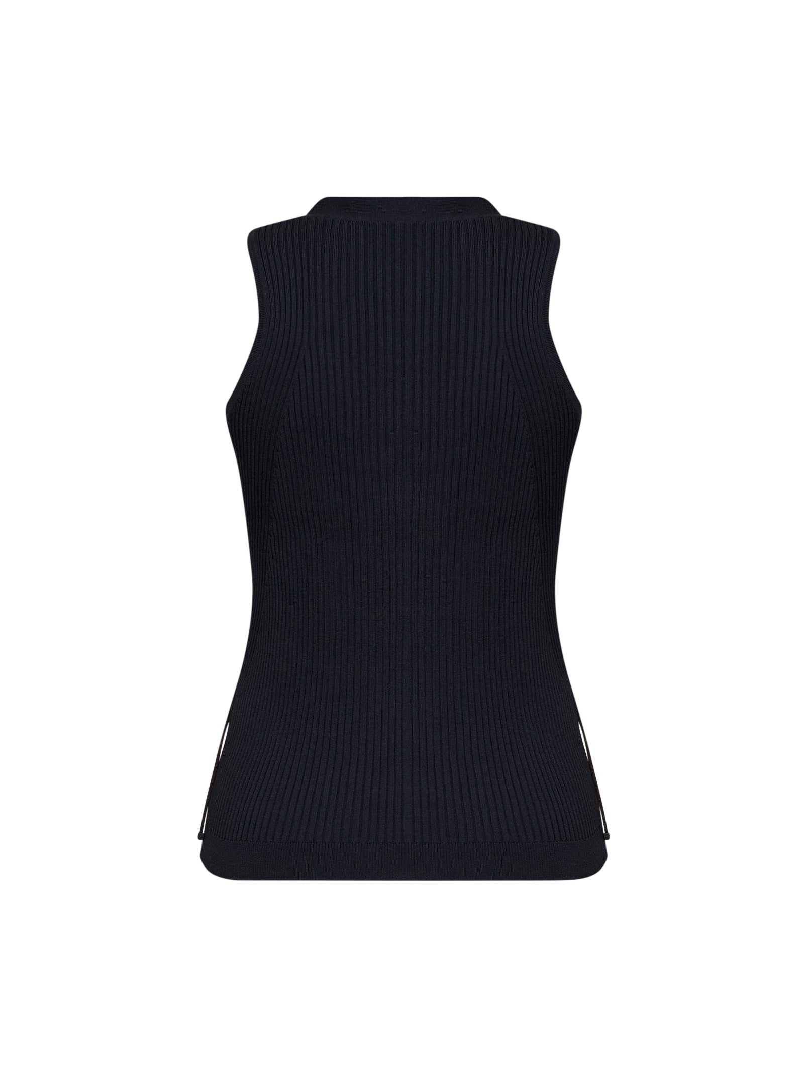Max Mara Women Navy Blue Ribbed Knit Mxmfiorire Vest MAX MARA